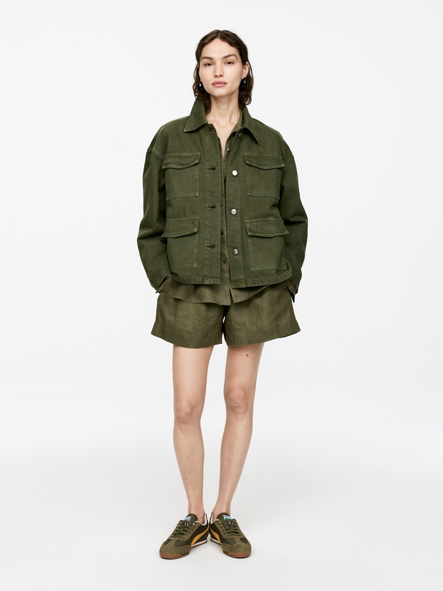 Giacca in denim - Verde kaki