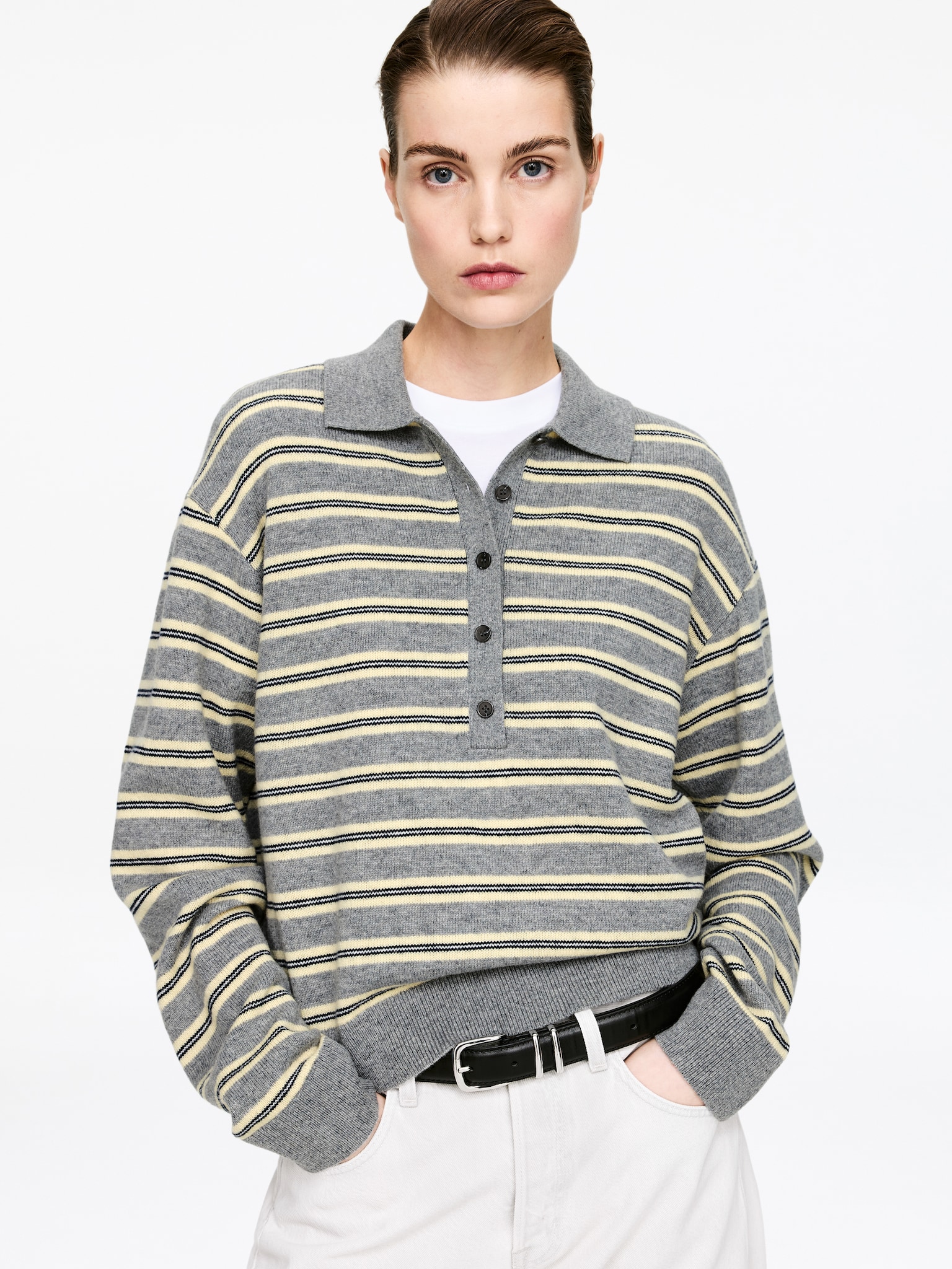 Wool Polo Jumper - Grey/Yellow/Black/Brown/Grey/Pink - 3