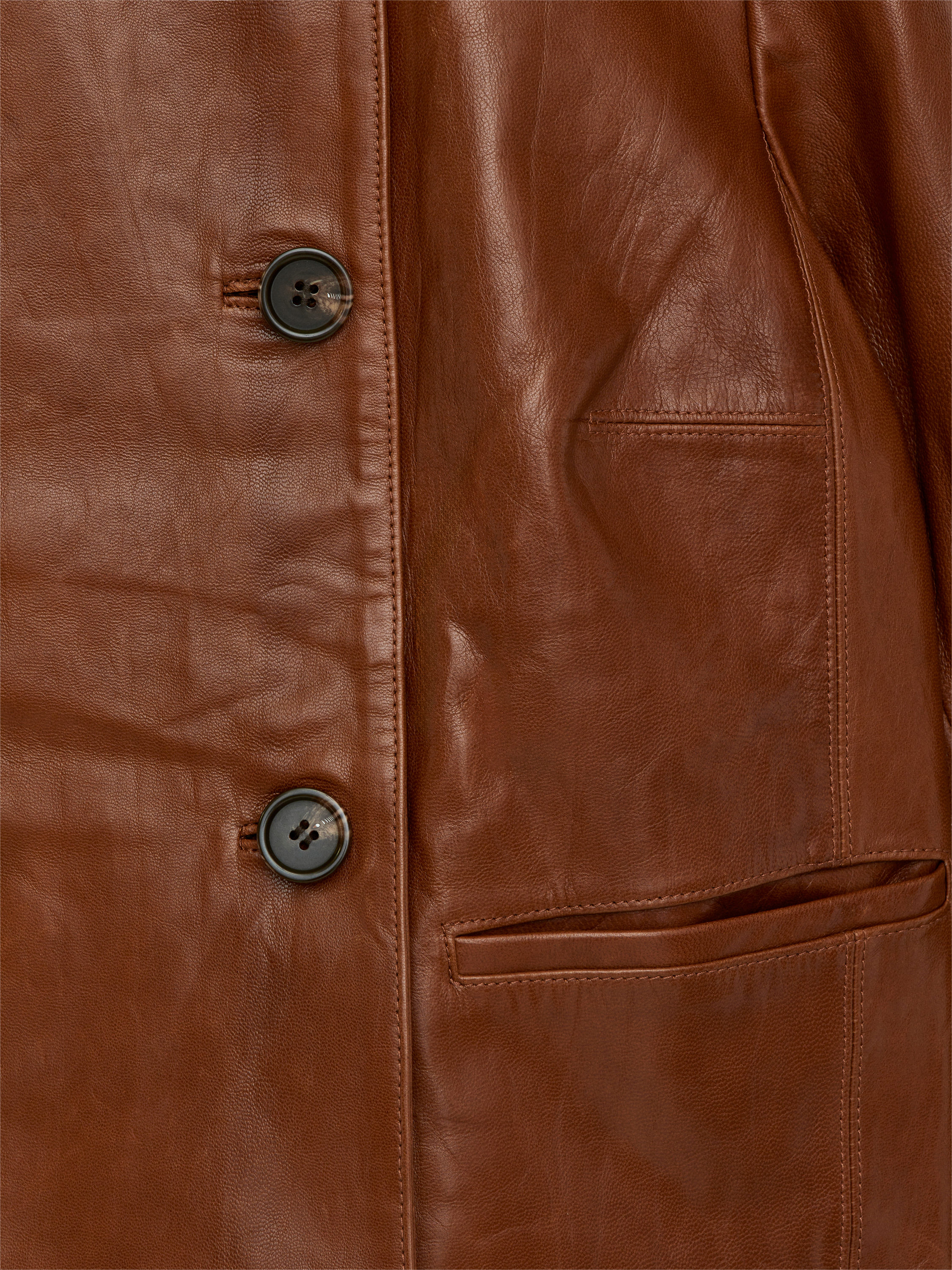 Double-Breasted Leather Jacket - Brown - Regular fit - Women - StillMedia/DescriptiveDetail - 2