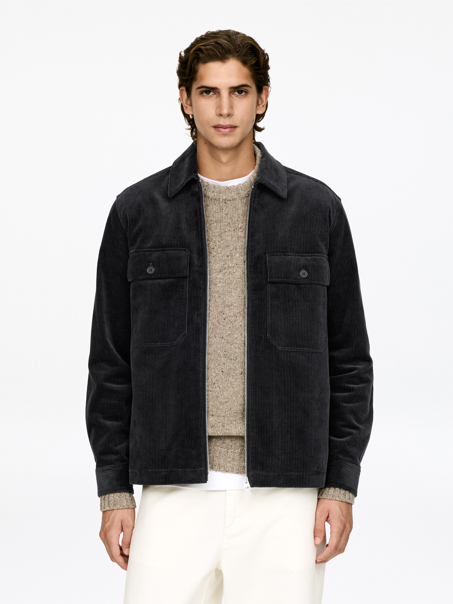 Surchemise en velours côtelé - Noir/Marron foncé - 2