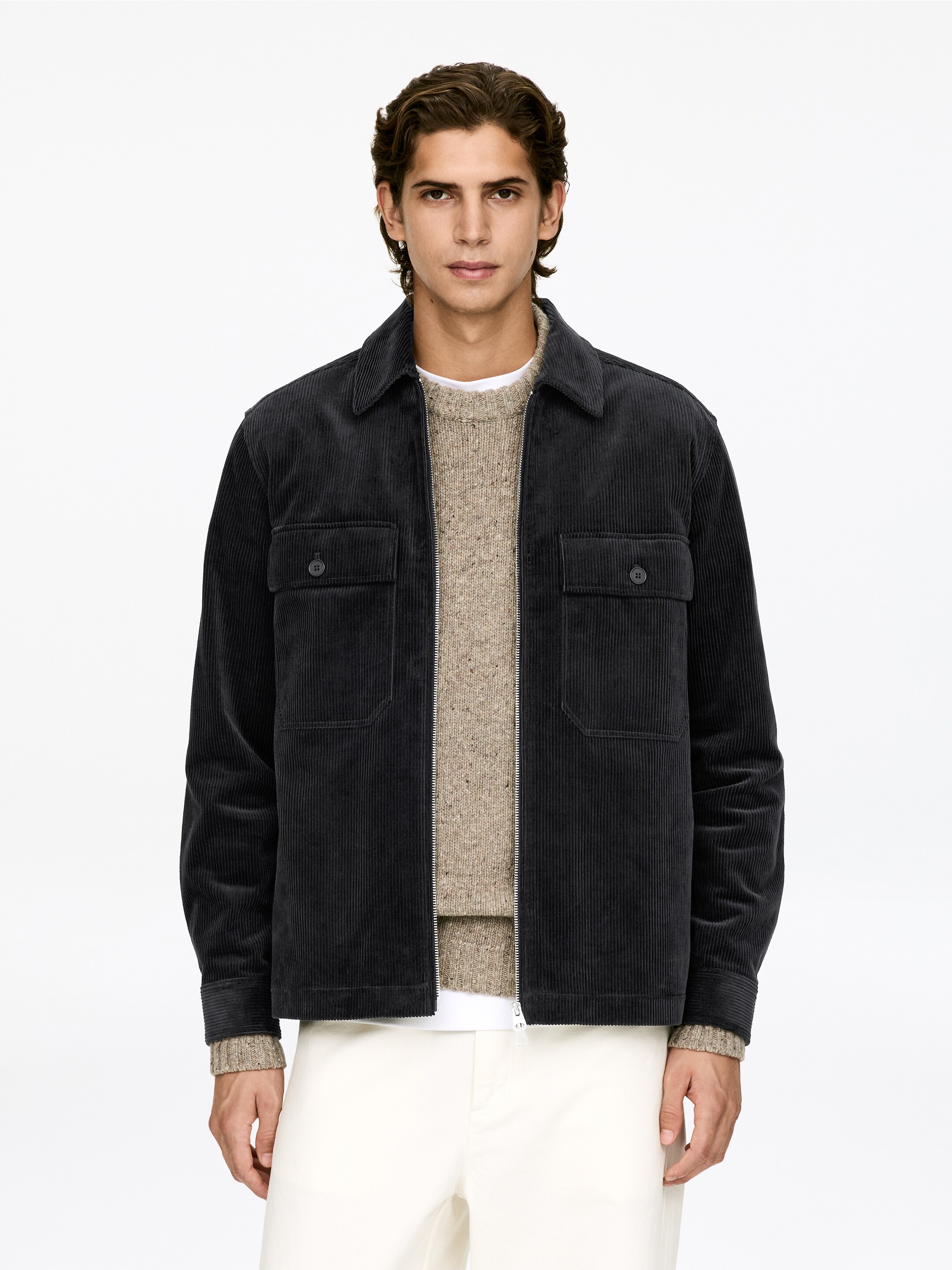 Преглед на по-голямо изображение: Кадифена риза - Черен - МЪЖЕ | H&M BG 1