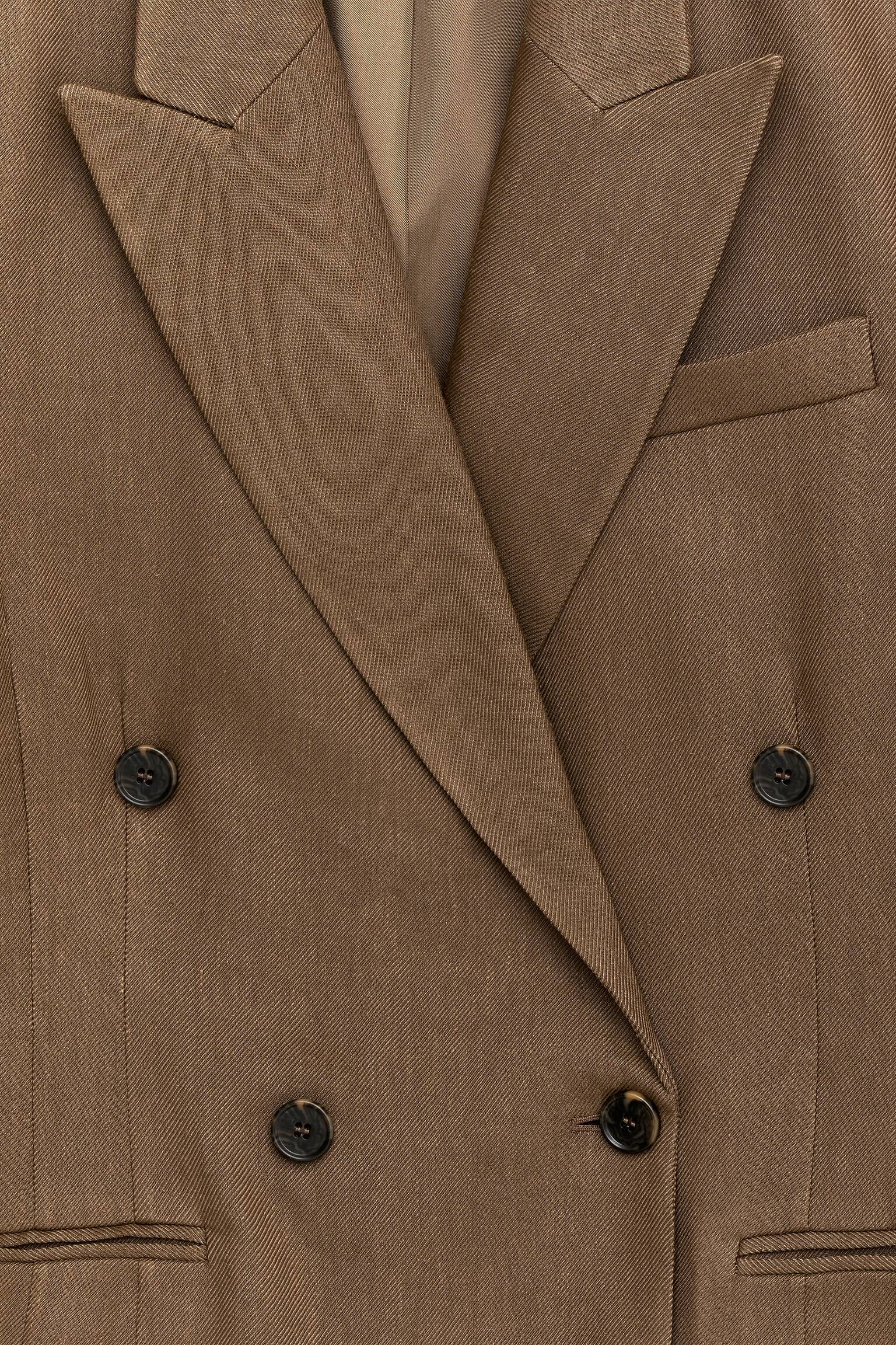 Sacou cu două rânduri de nasturi - Bej închis - 6