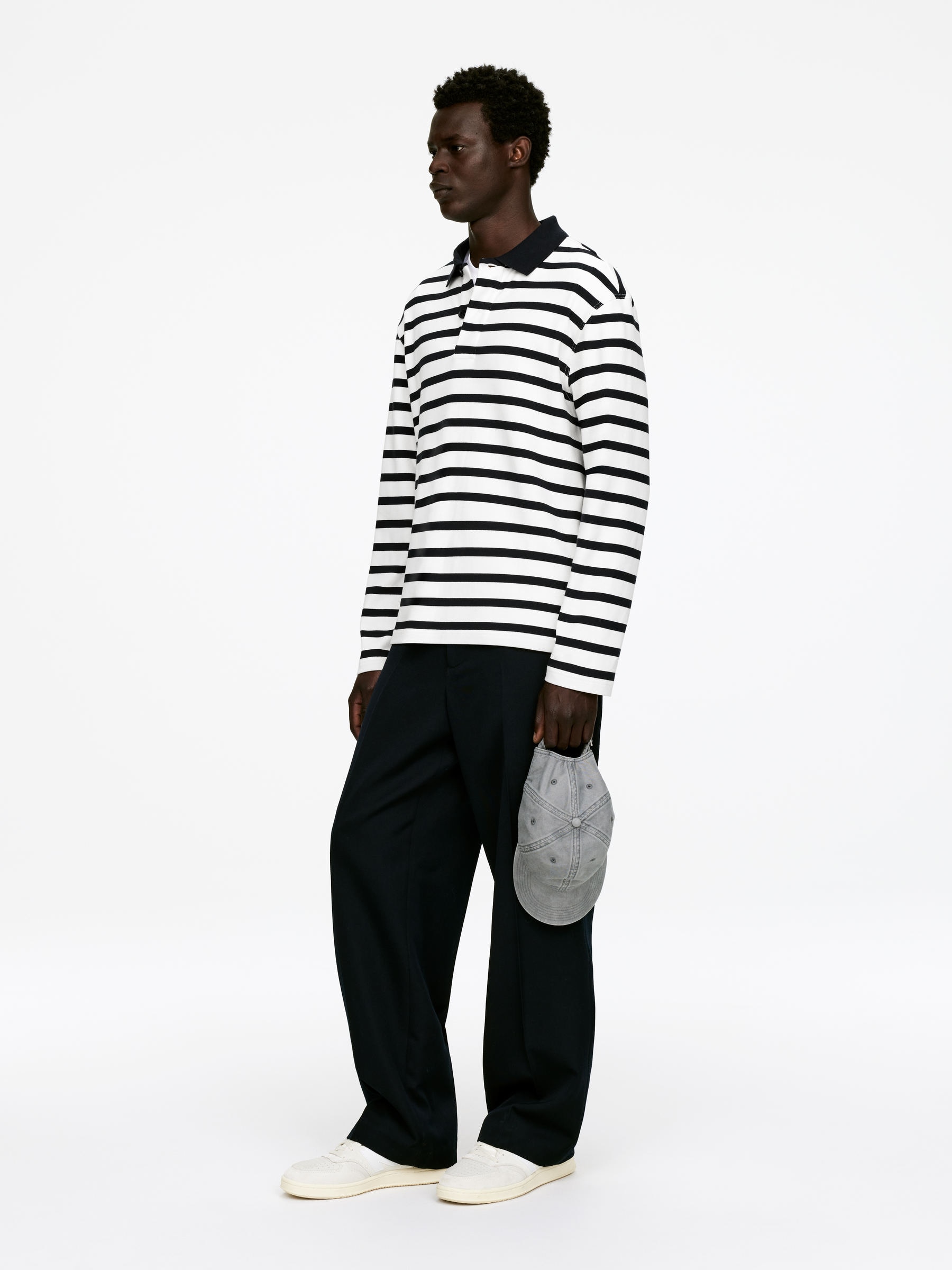 Long-Sleeve Polo Shirt - White/Dark Blue - Regular fit - Men - StillMedia/Lookbook - 3