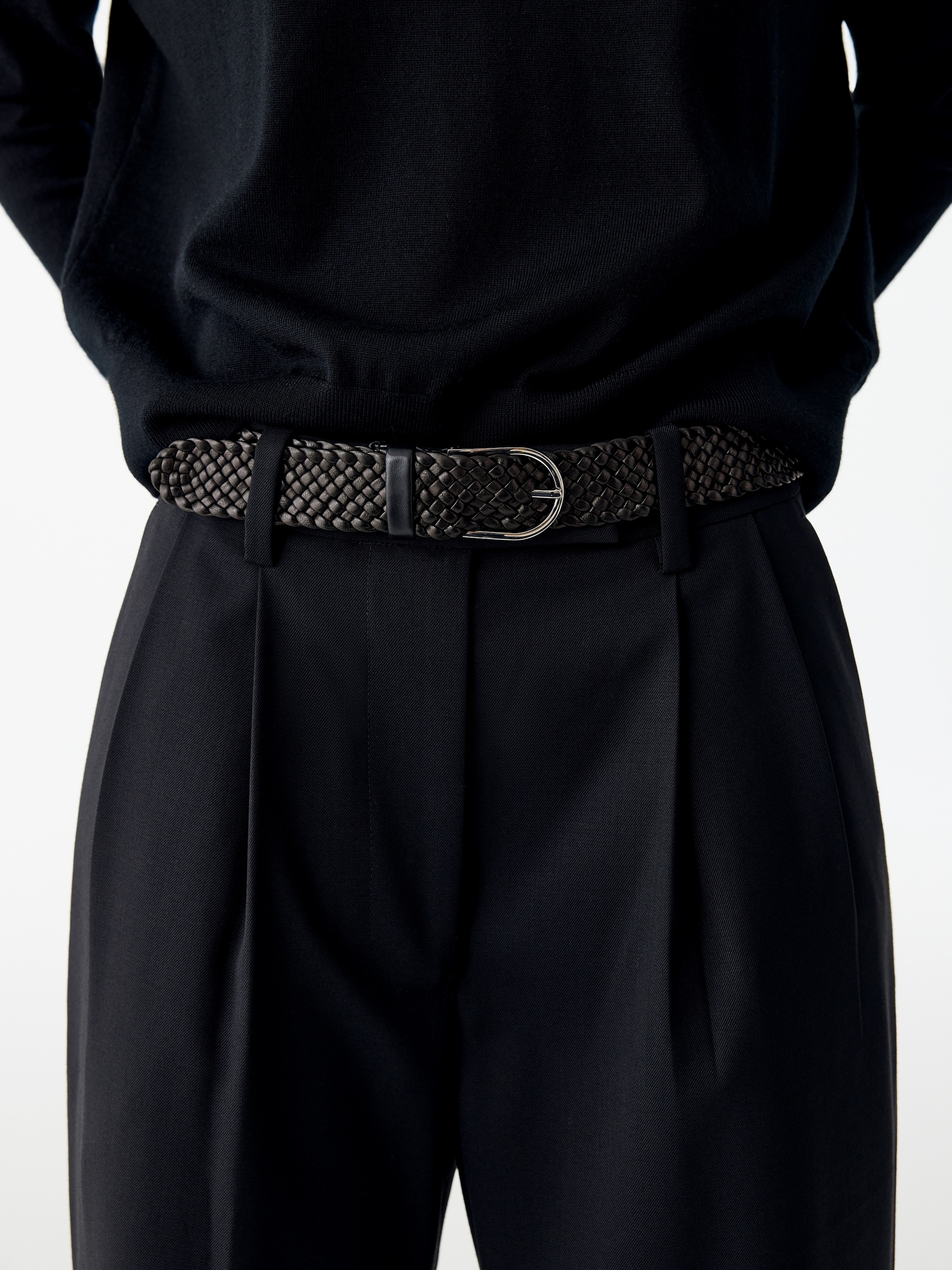 Geflochtener Ledergürtel-Black-21211