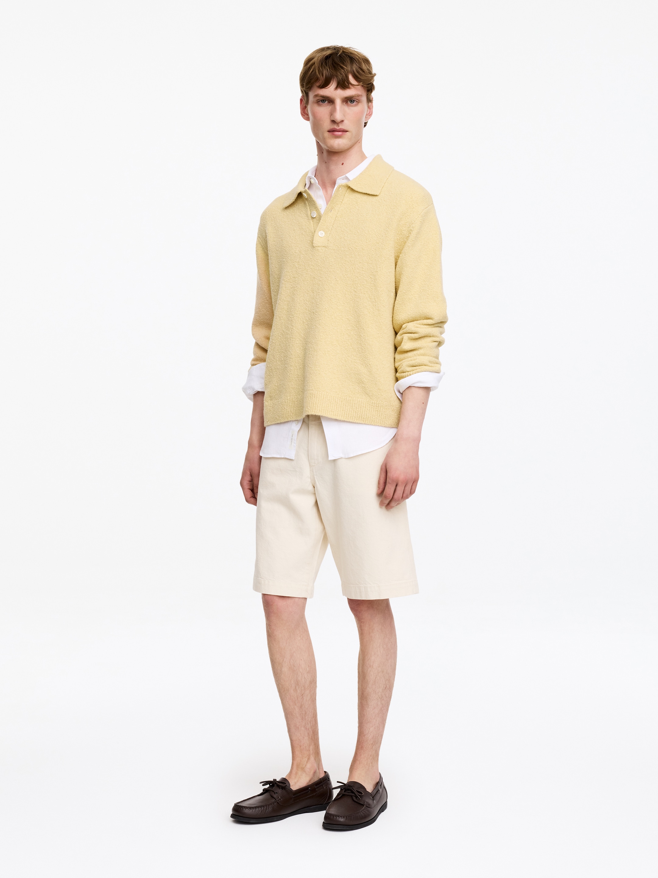 Polo de punto en mezcla de algodón - Amarillo - Corte relajado - Men - StillMedia/Lookbook - 3