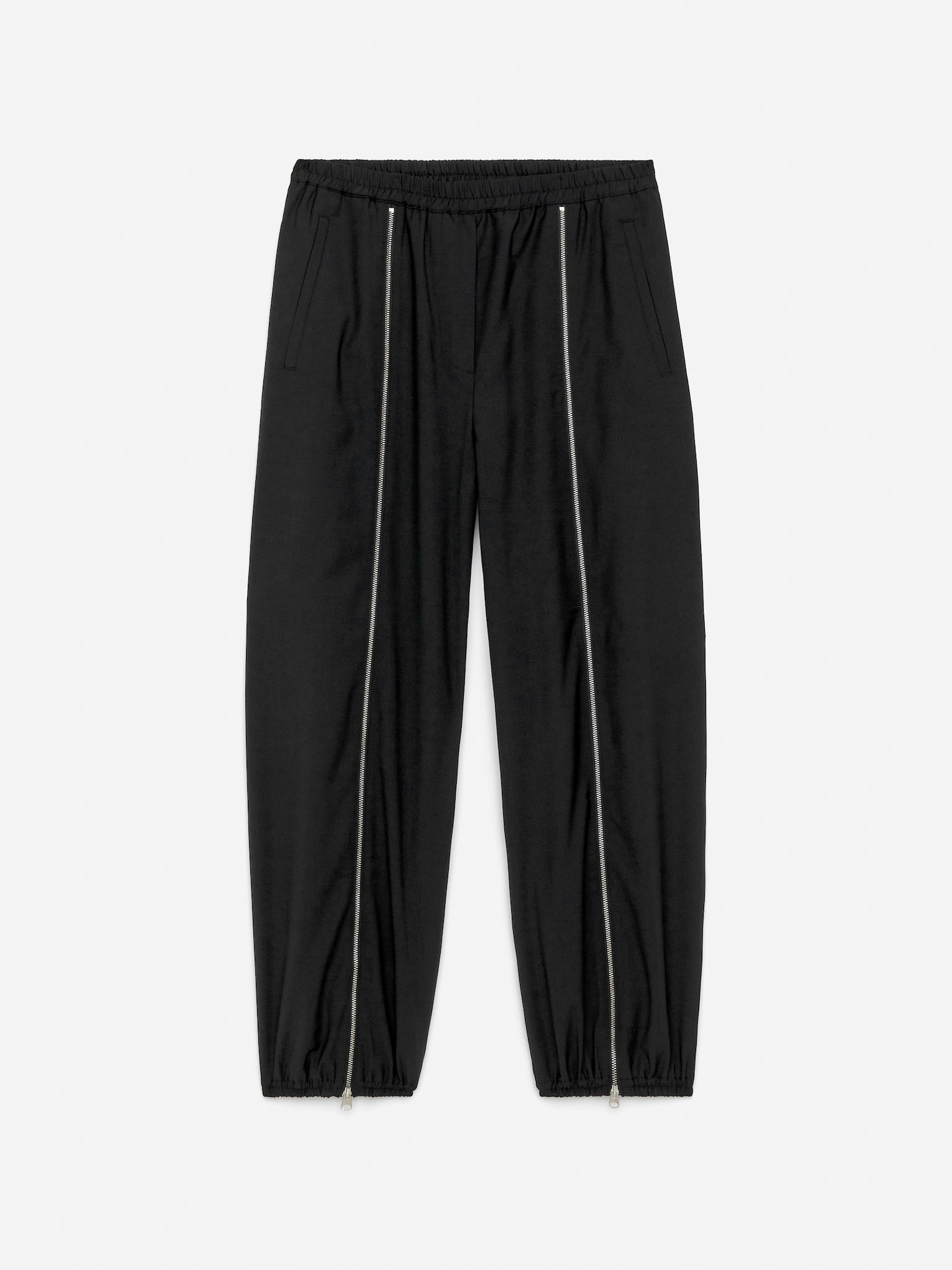 Zip-Detail Trousers - Black - 2