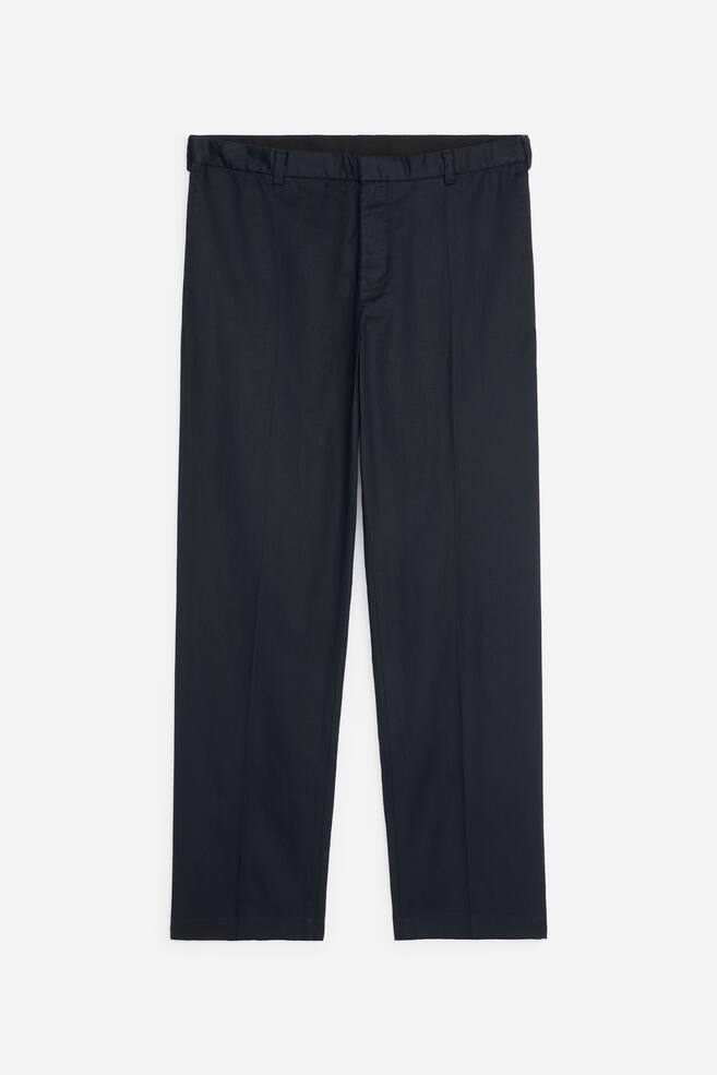 Regular Cotton Linen Slacks - Azul oscuro/Beige - 1