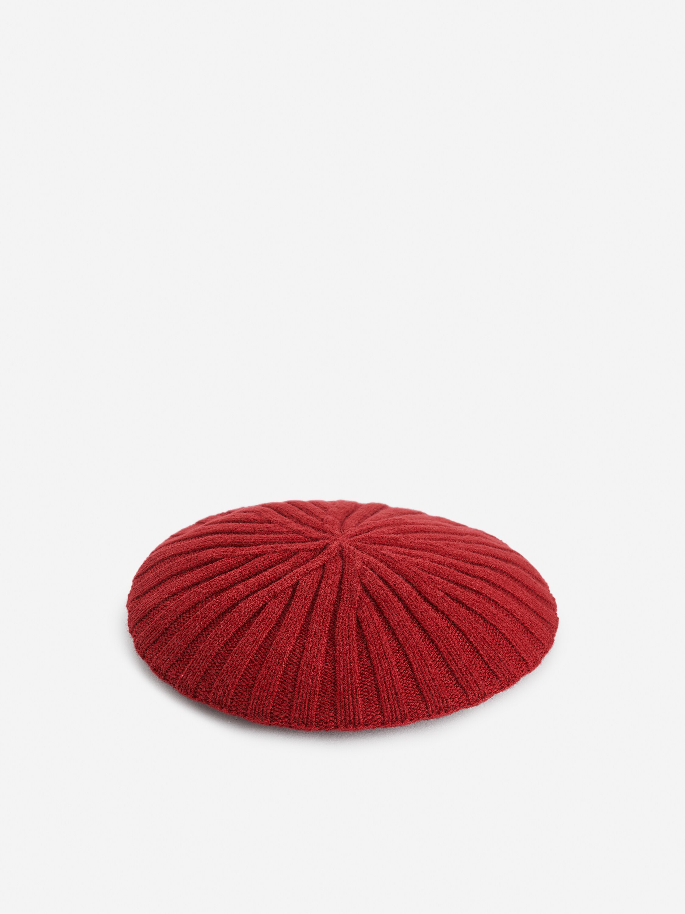Rib-Knitted Wool Beret