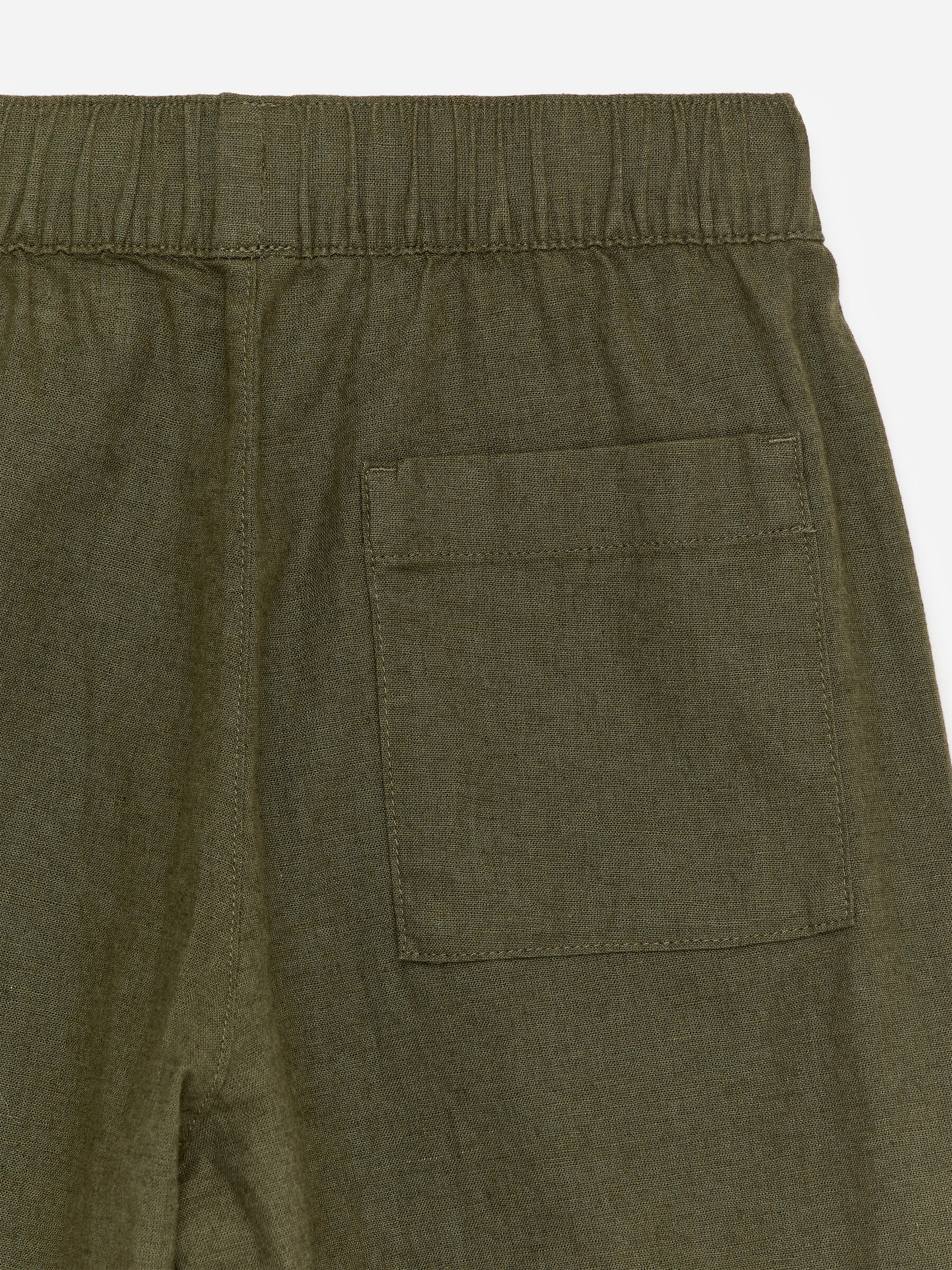 Pull-On Linen Blend Trousers - Khaki Green - Relaxed fit - Children - StillMedia/DescriptiveDetail - 1