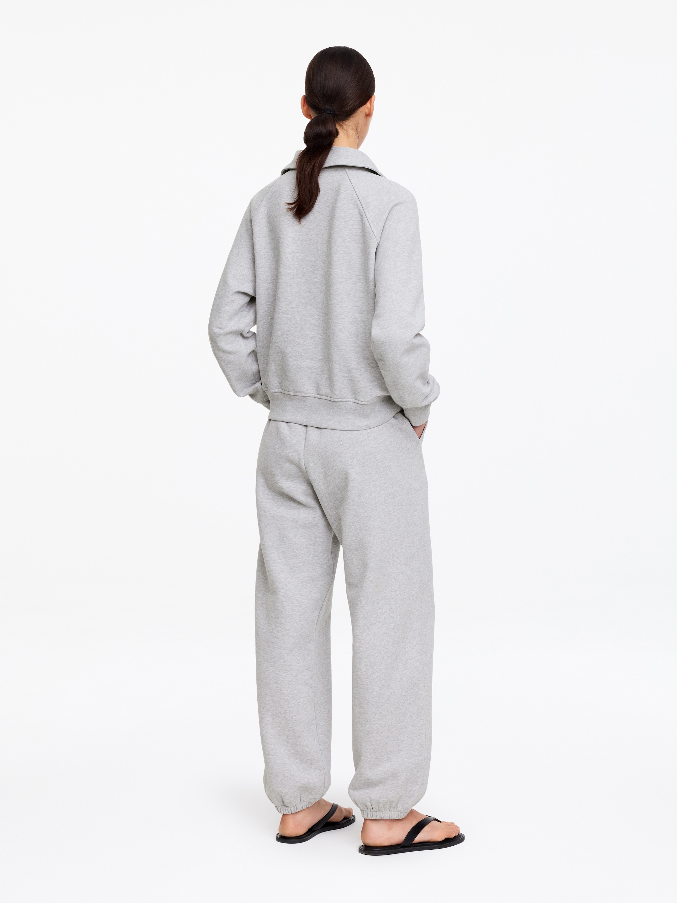 Zapinana do połowy bluza frotté - Szary - Fason swobodny - Women - StillMedia/Lookbook - 5