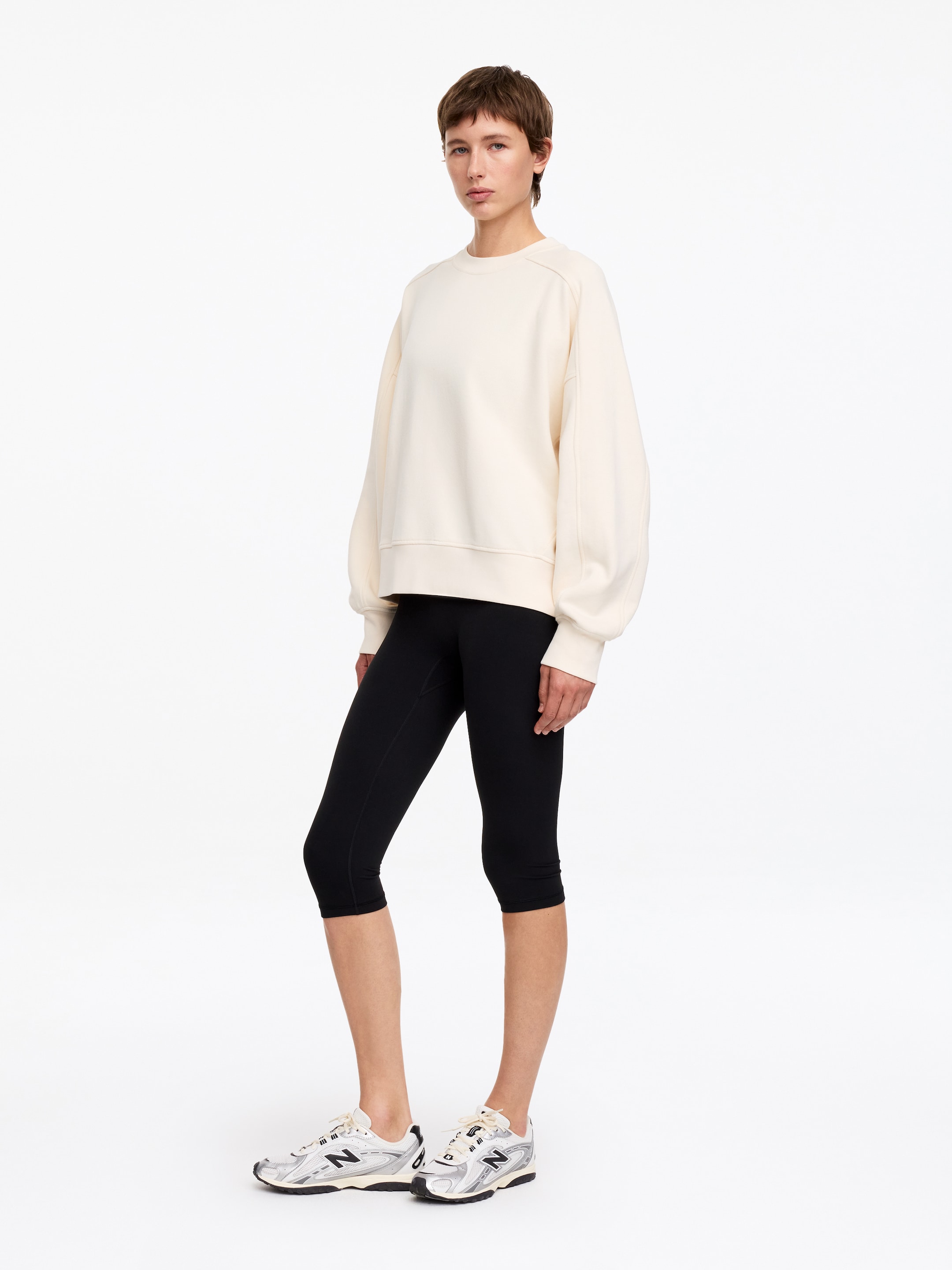Terry Cotton Sweatshirt - Off-white - Relaxed fit - Women - StillMedia/Lookbook - 3