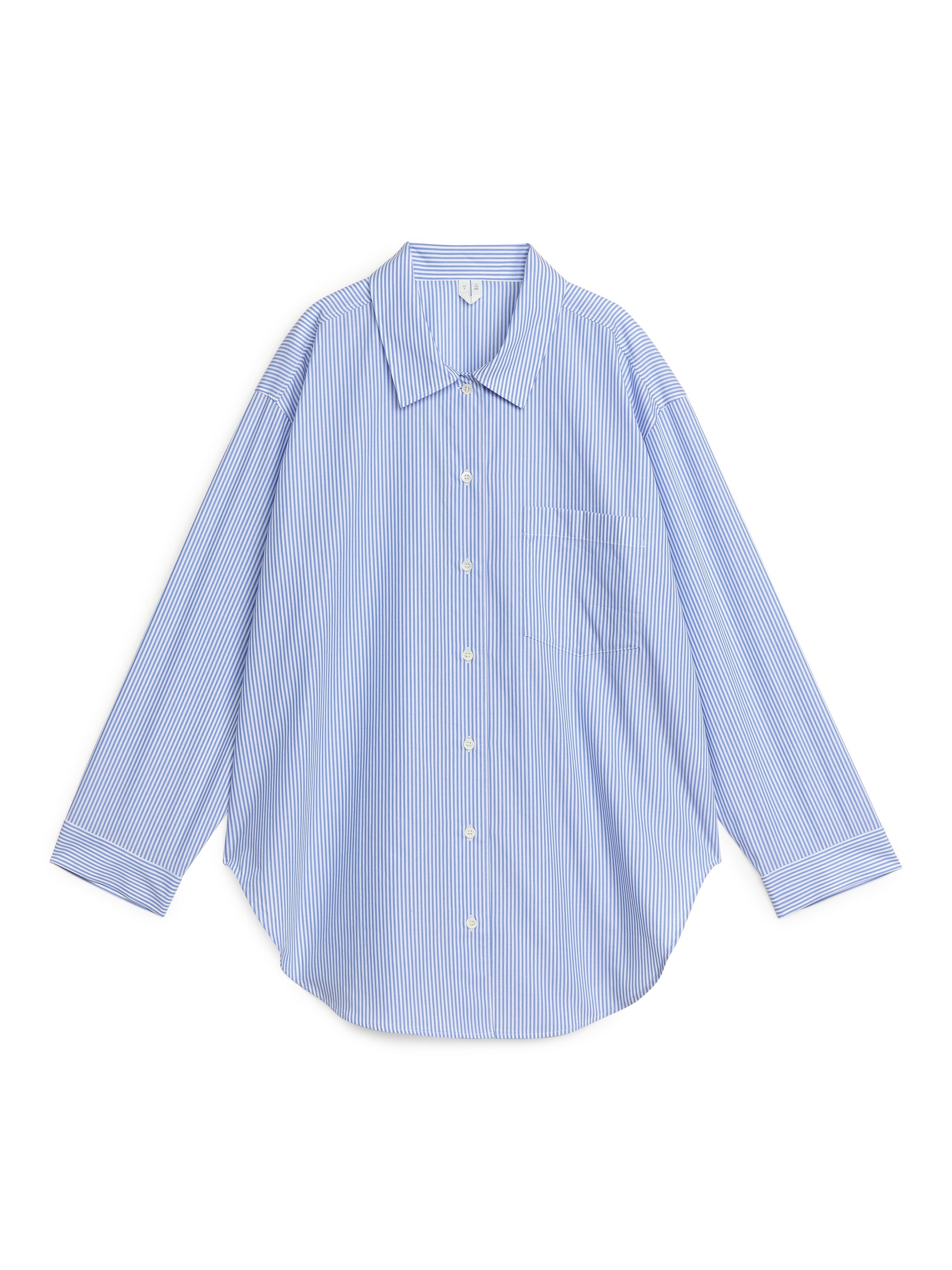 Grotere afbeelding bekijken: Popeline pyjamashirt - Blauw/wit - DAMES | H&M NL 1
