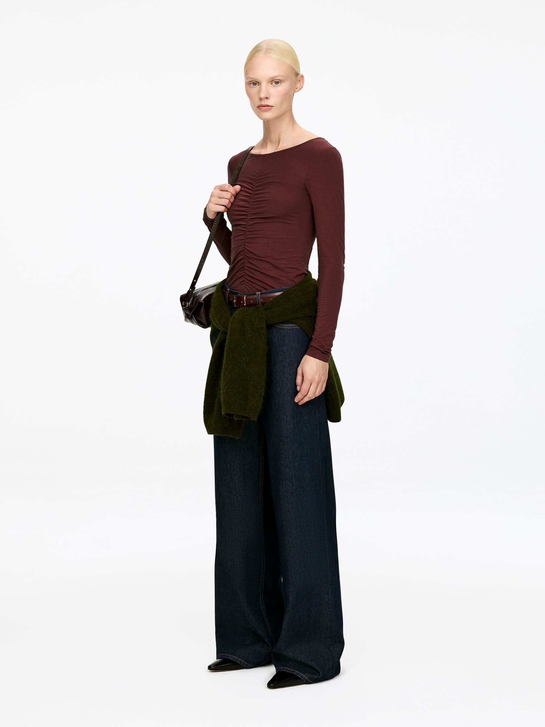Gathered Top - Dark Red - Slim fit - Women - StillMedia/Lookbook - 3