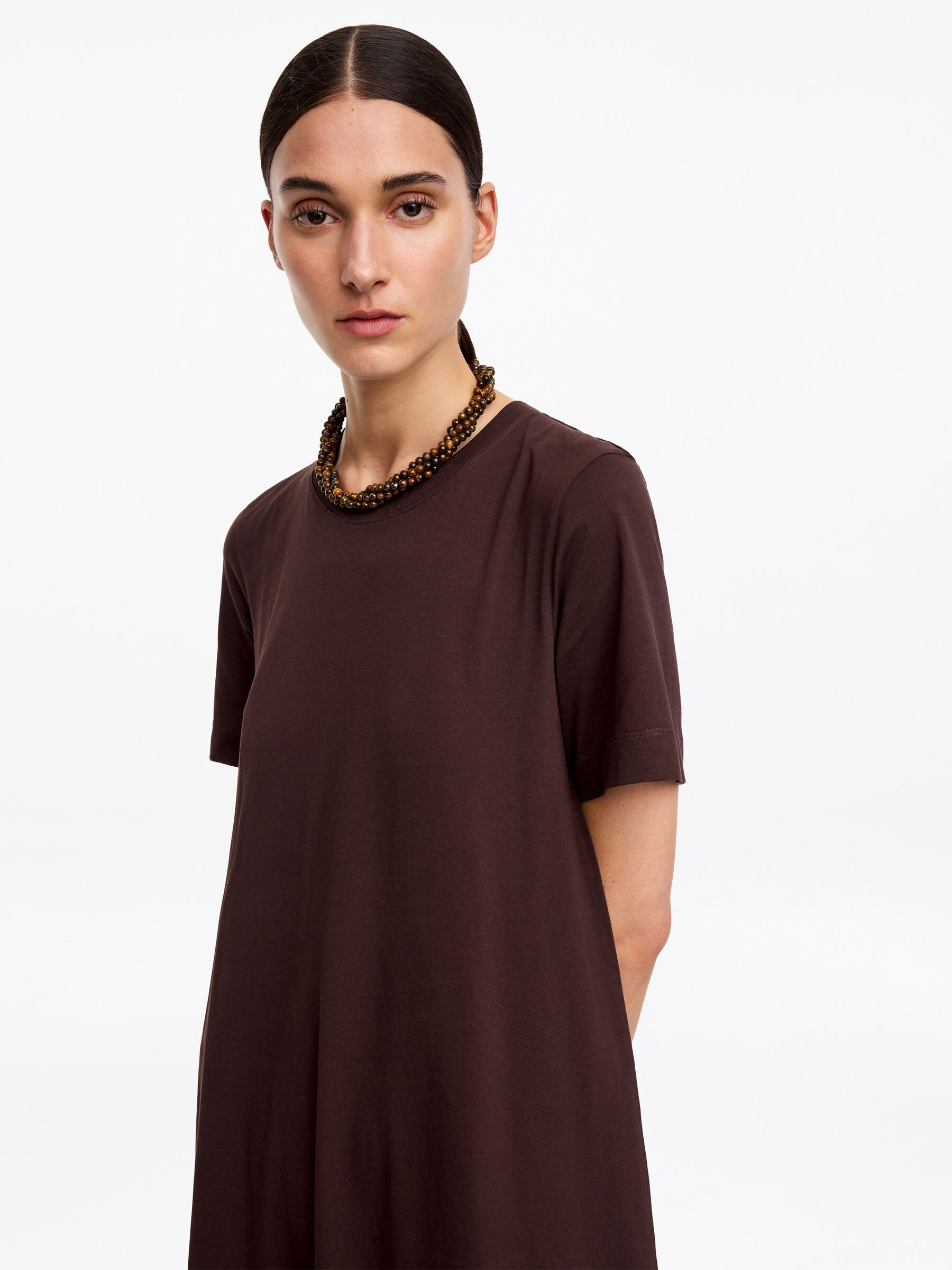 T-shirtklänning - Mörkbrun - Regular fit - Women - StillMedia/Lookbook - 3
