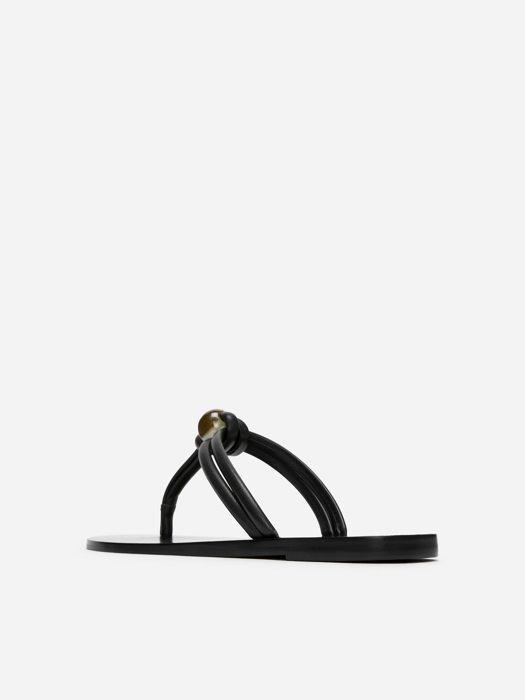 Beaded Leather Flip Flops - Black - Women - StillMedia/DescriptiveStillLife - 5