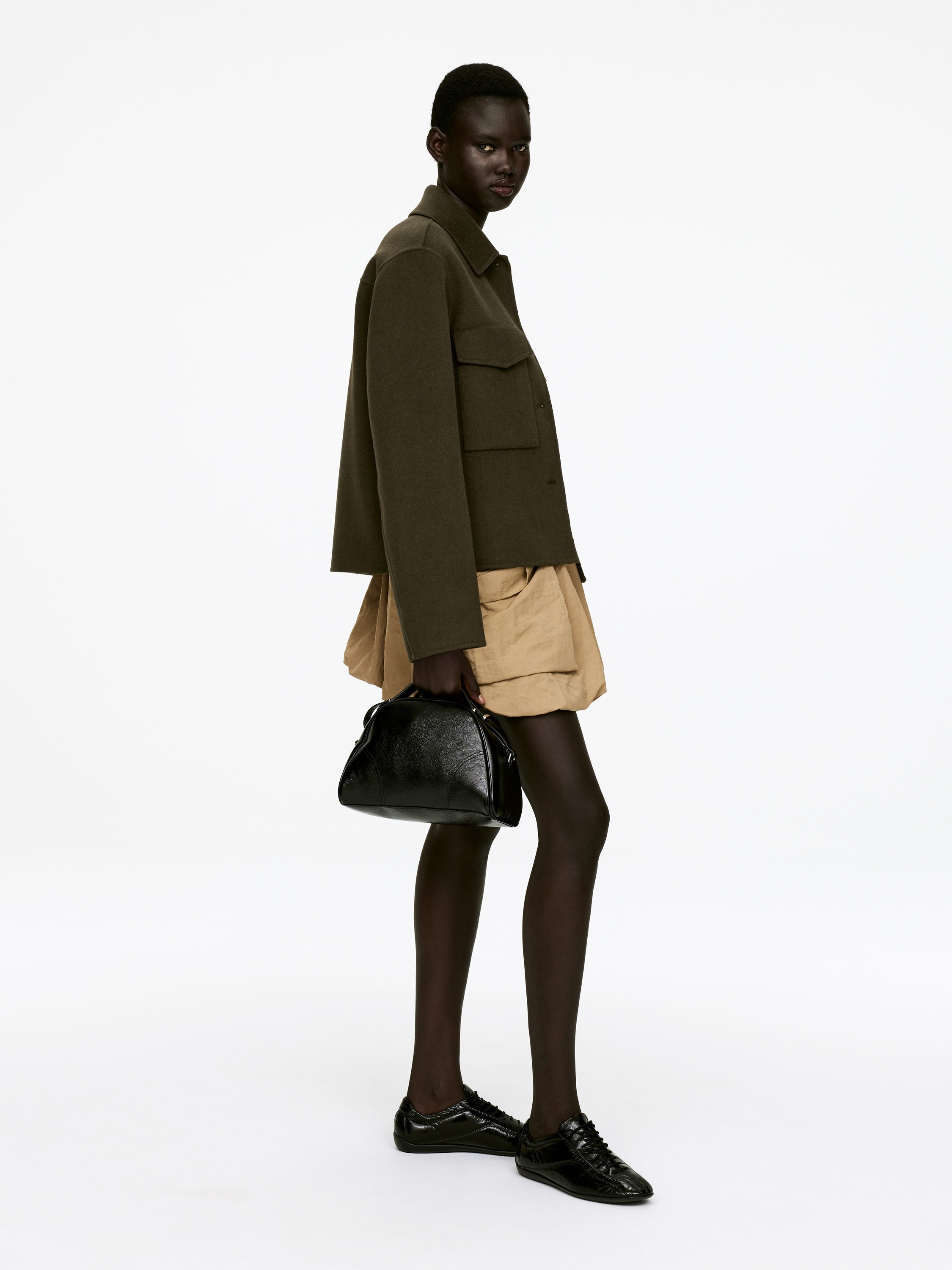 Double-Face Wool Overshirt - Dark Khaki Green - Regular fit - Women - StillMedia/Lookbook - 5