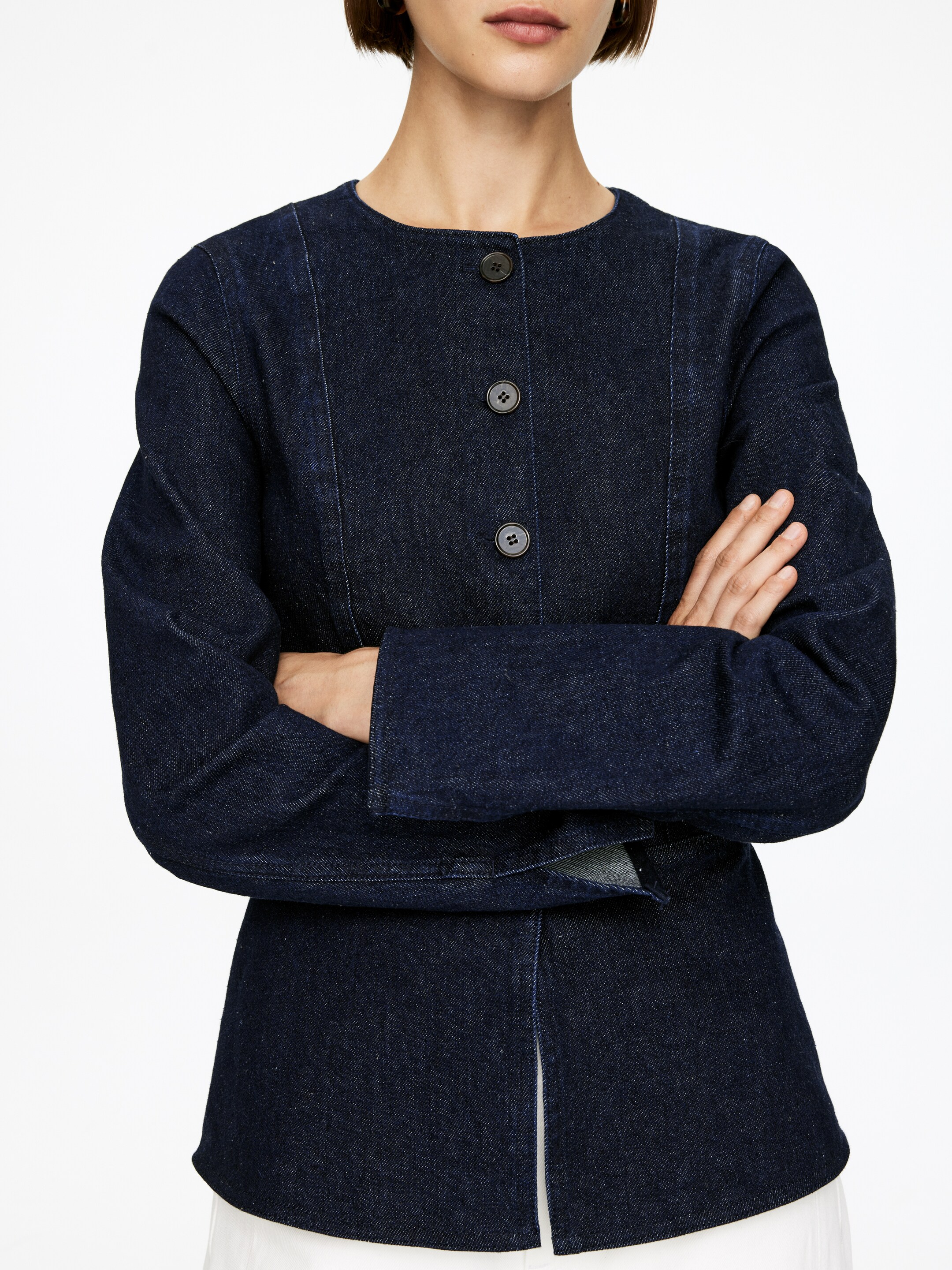 View larger image: Peplum Denim Top - Dark Blue - Ladies | H&M GB 4
