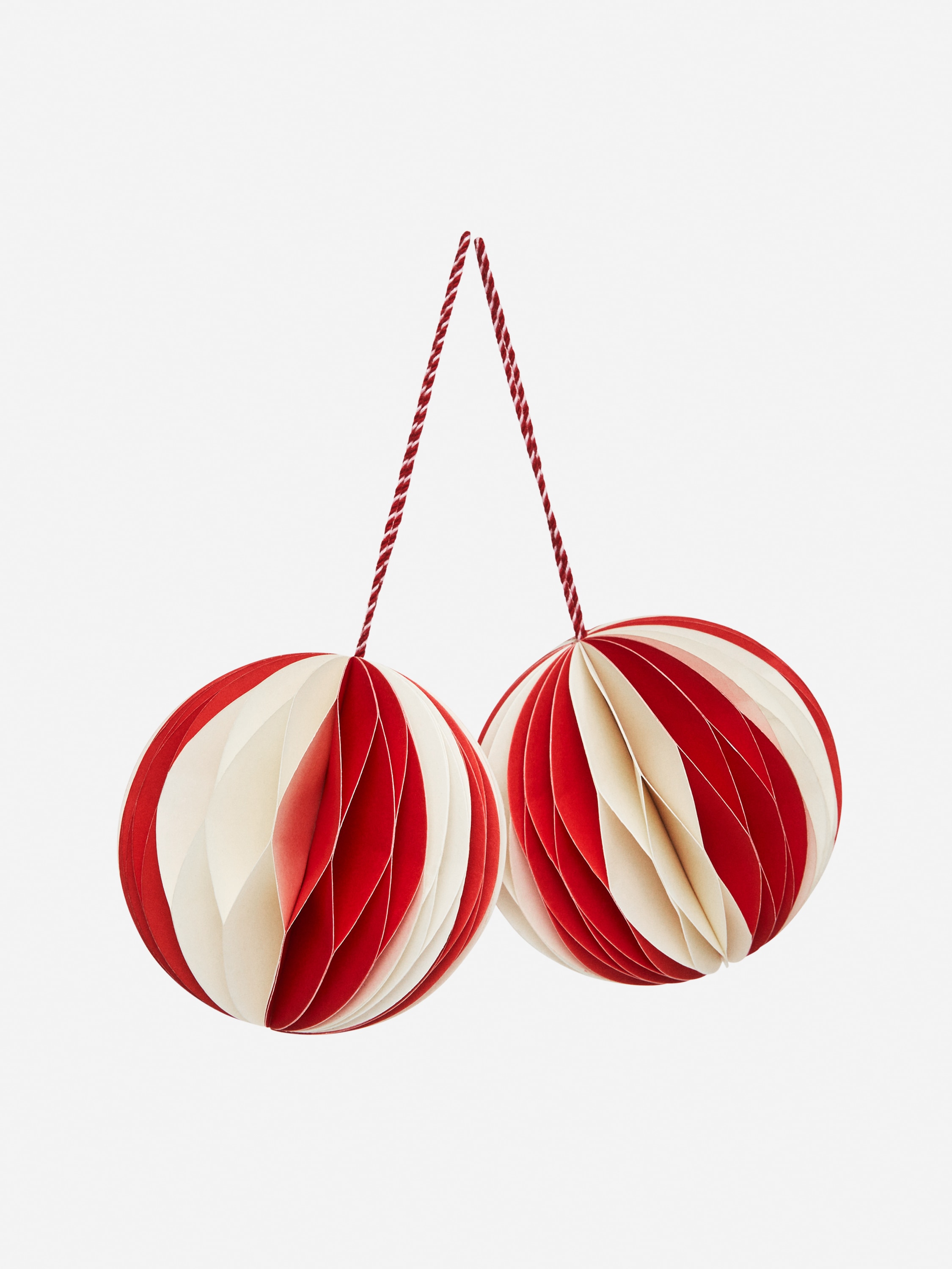 Honeycomb Ornaments Set of 2 - Červená/slonovinová