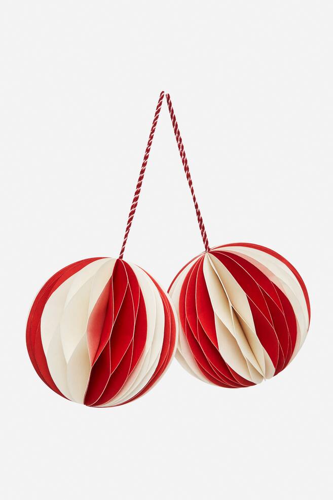 Lot de 2 décorations nid d'abeille - Rouge/Écru/Vert/Blanc cassé - 1