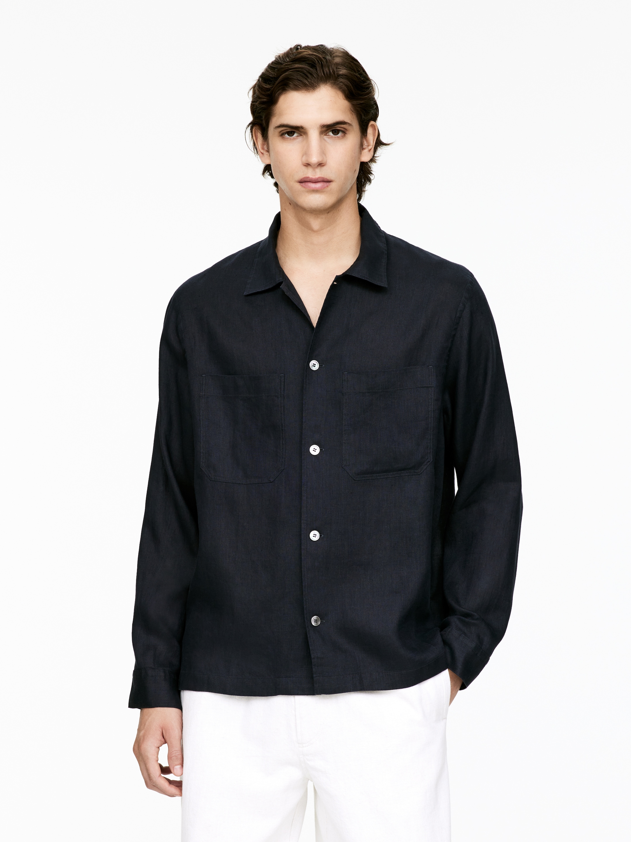 Grotere afbeelding bekijken: Ruimvallend linnen overhemd - Blue - HEREN | H&M BE 1