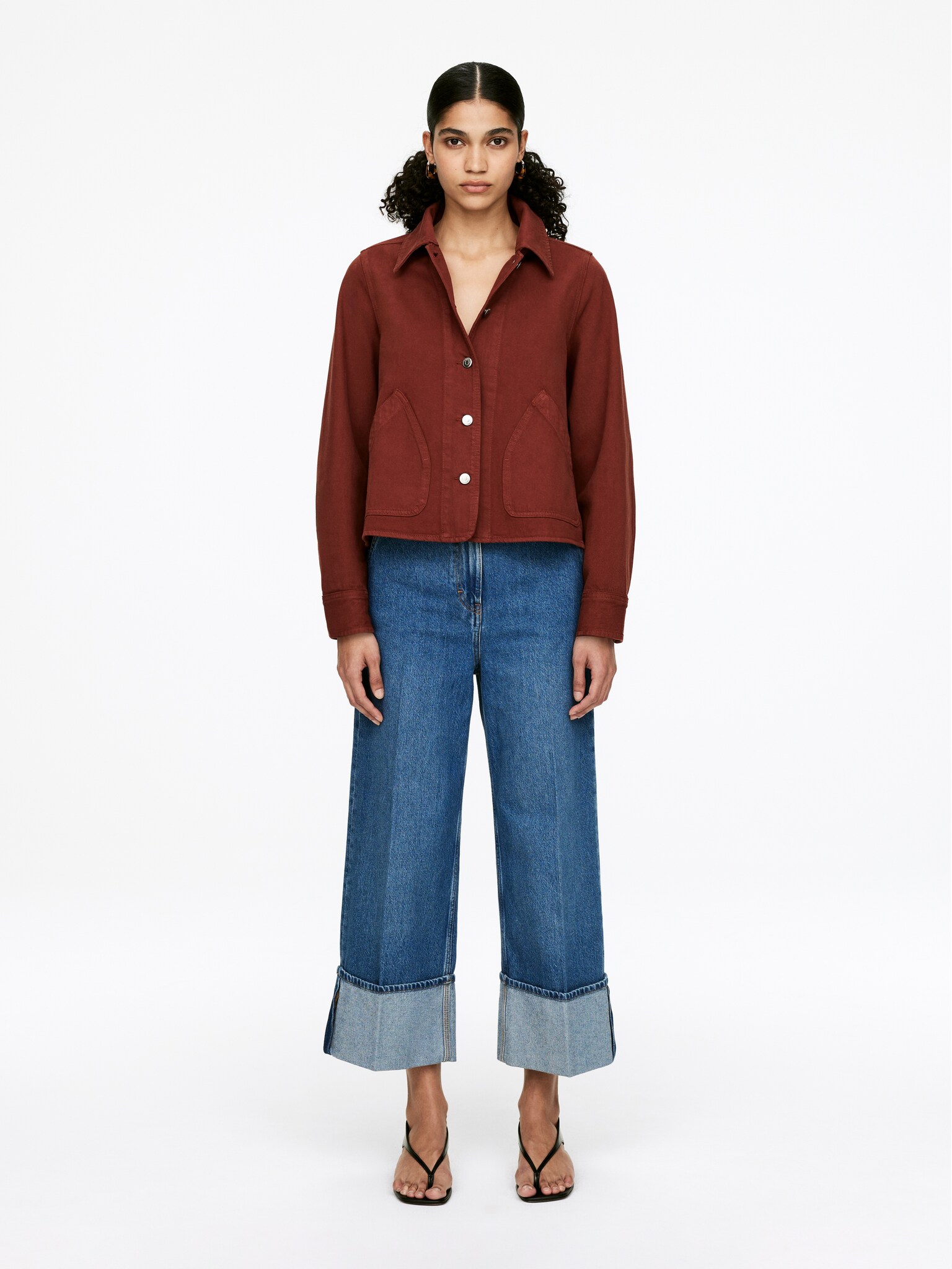 Overshirt in denim tinto in capo - Ruggine scuro