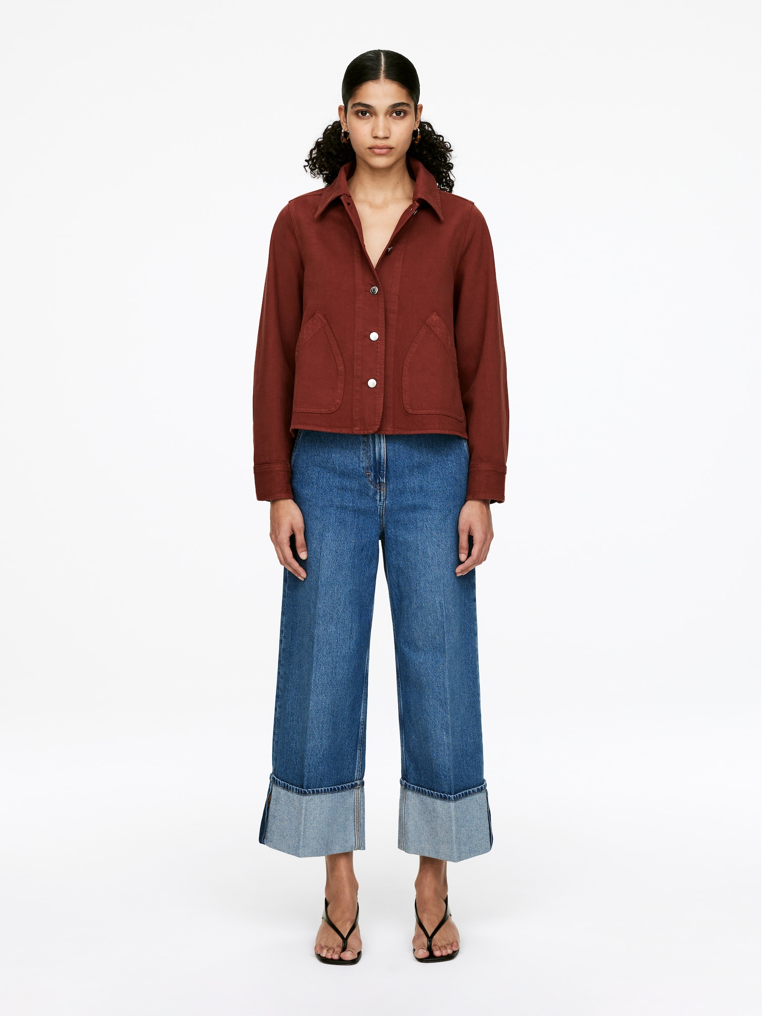 Sobrecamisa denim garment dyed - Óxido oscuro