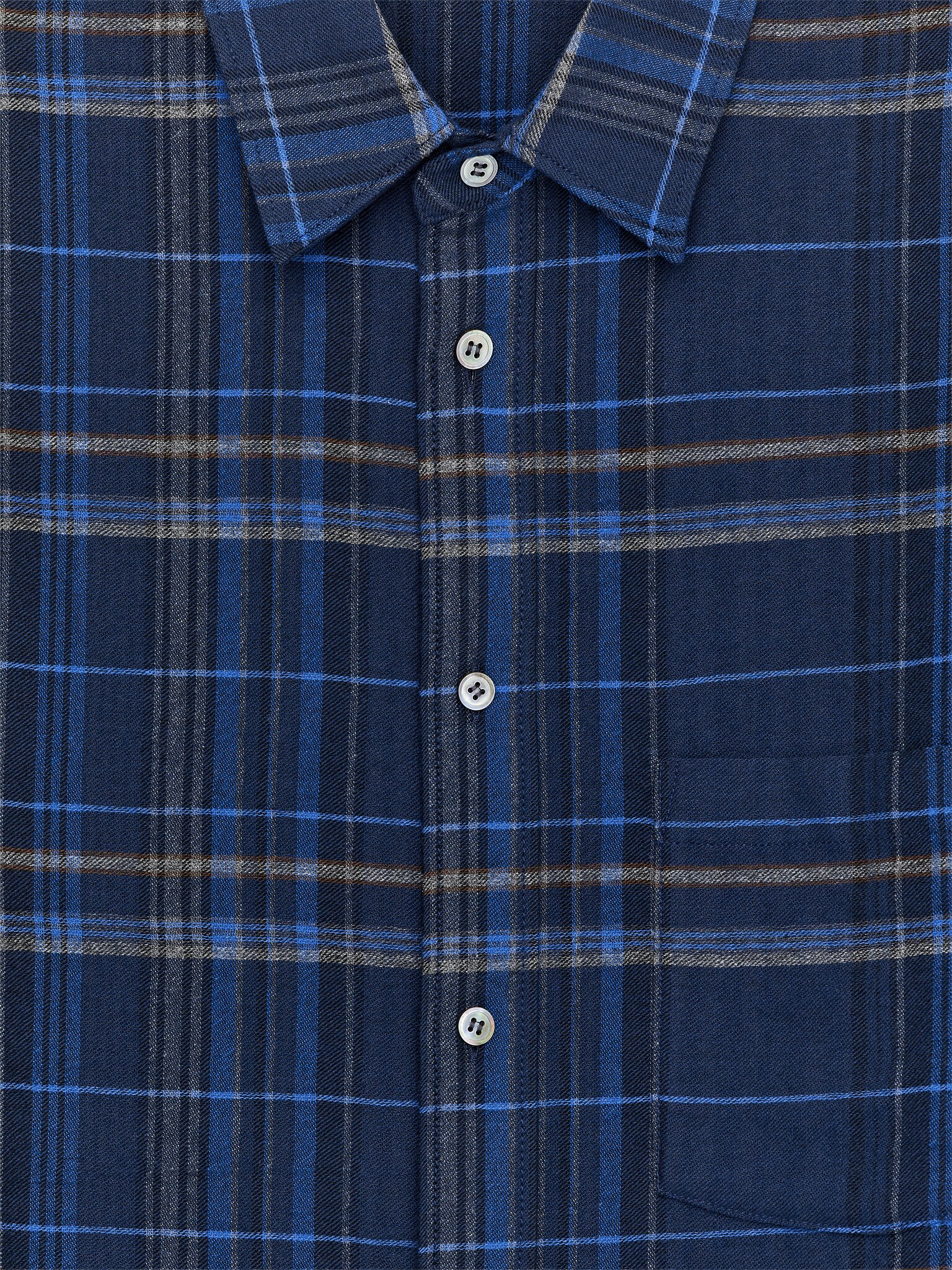 Relaxed Flannel Shirt - Blue/Checkered - 3