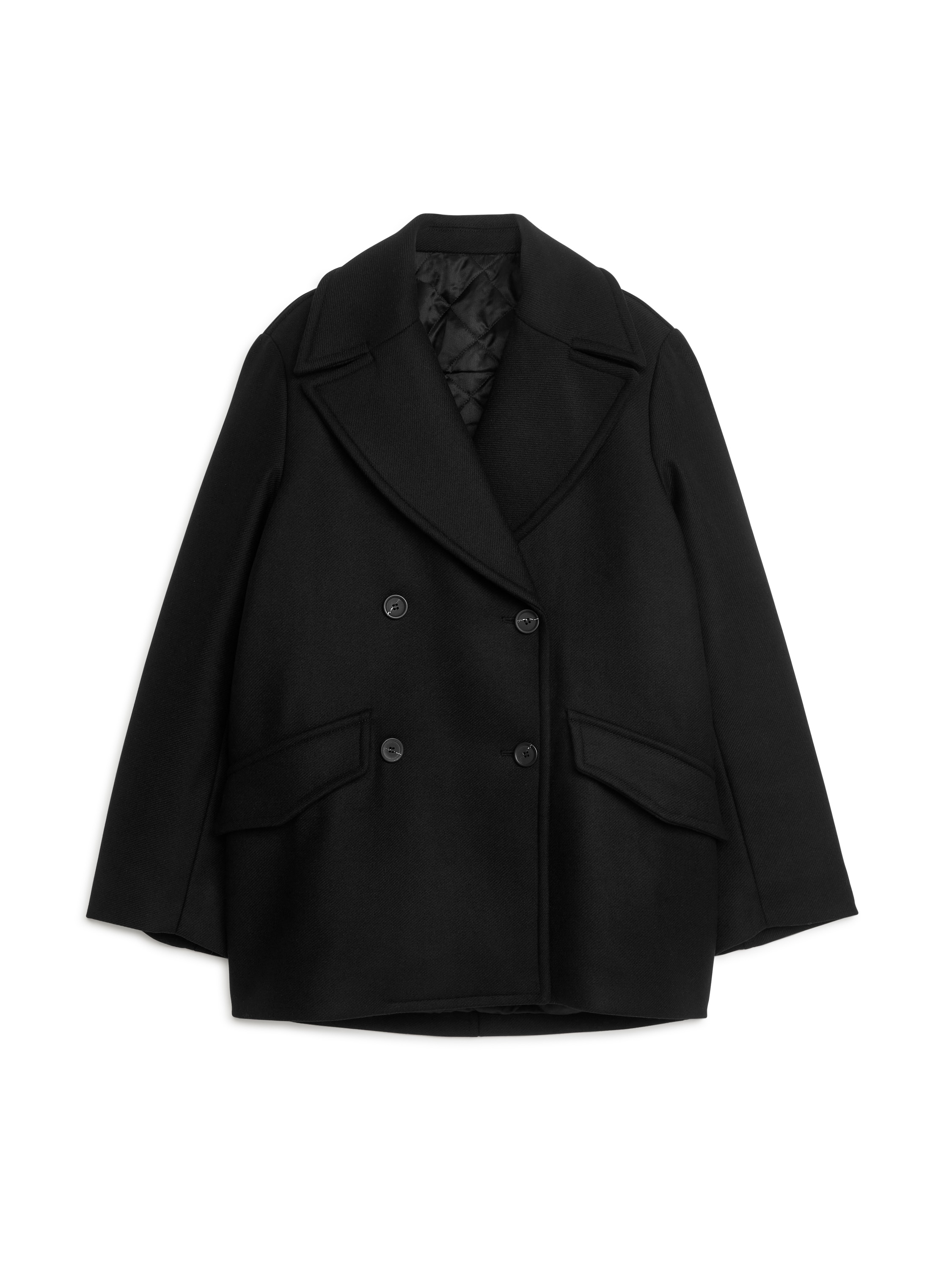 Wool Pea Coat – Black – Women – ARKET DK