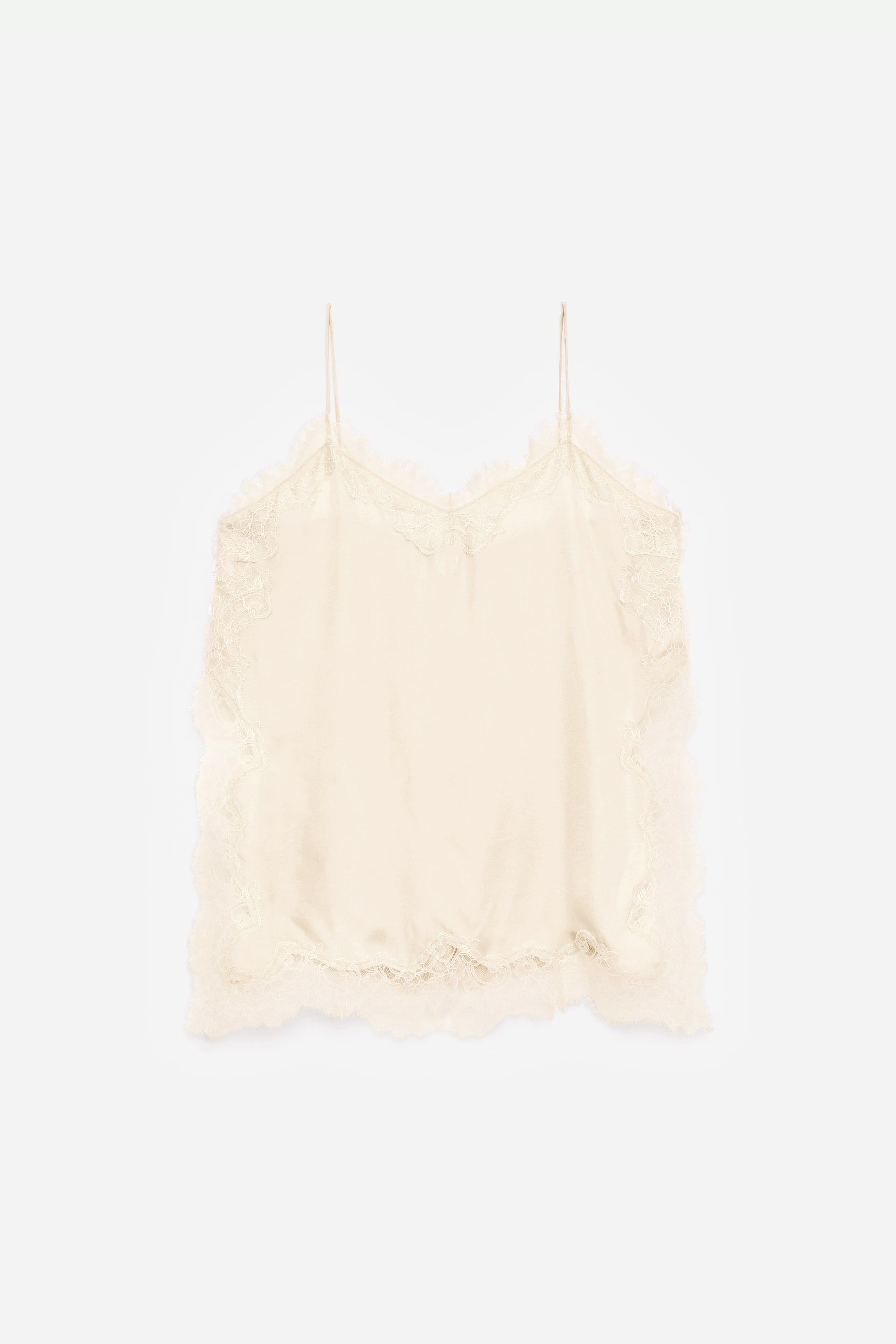 View larger image: Lace-Detail Strap Top - Light Beige - Ladies | H&M GB 1