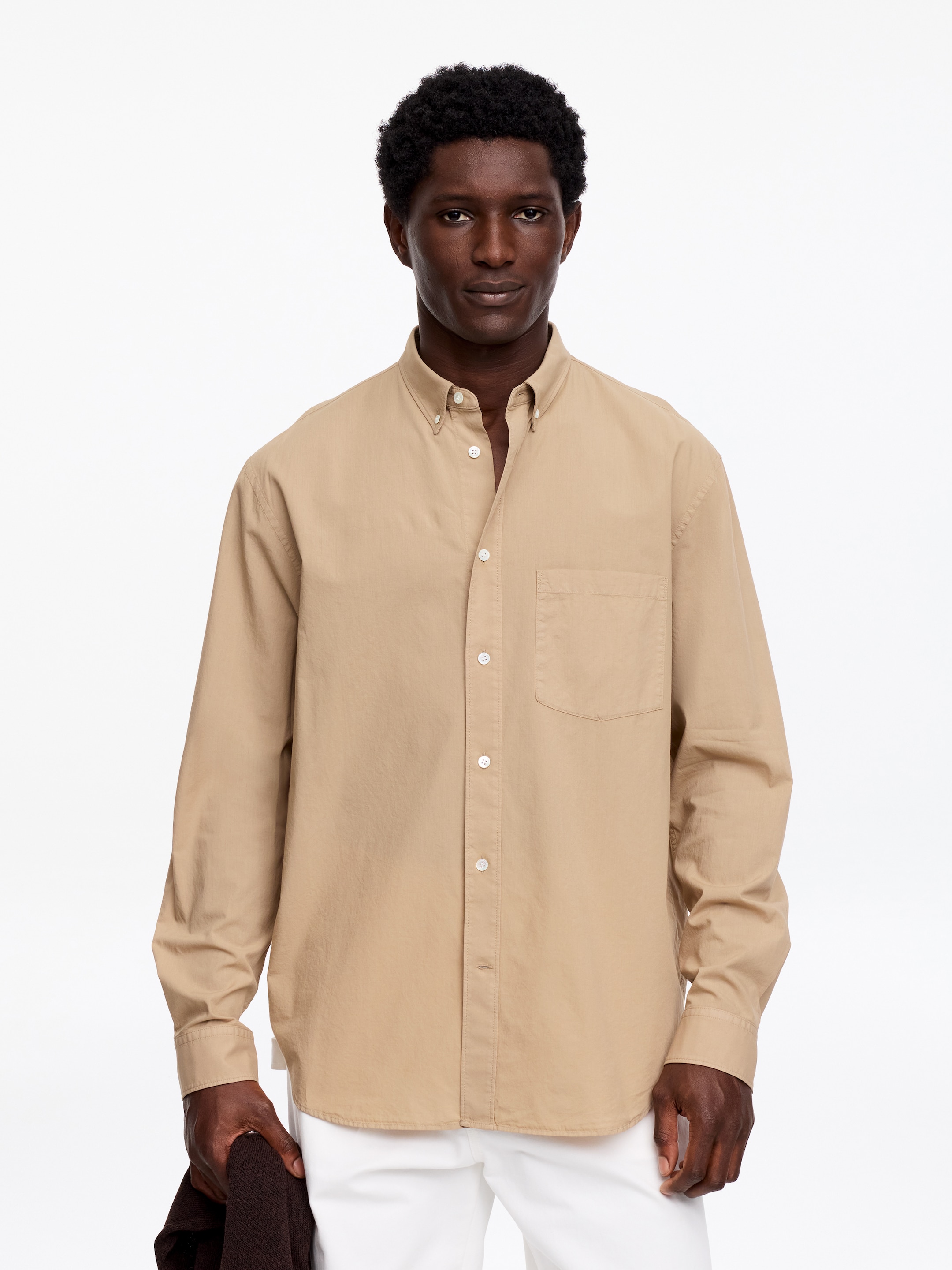 Relaxed Poplin Shirt - Beige - Relaxed fit - Men - StillMedia/Lookbook - 5