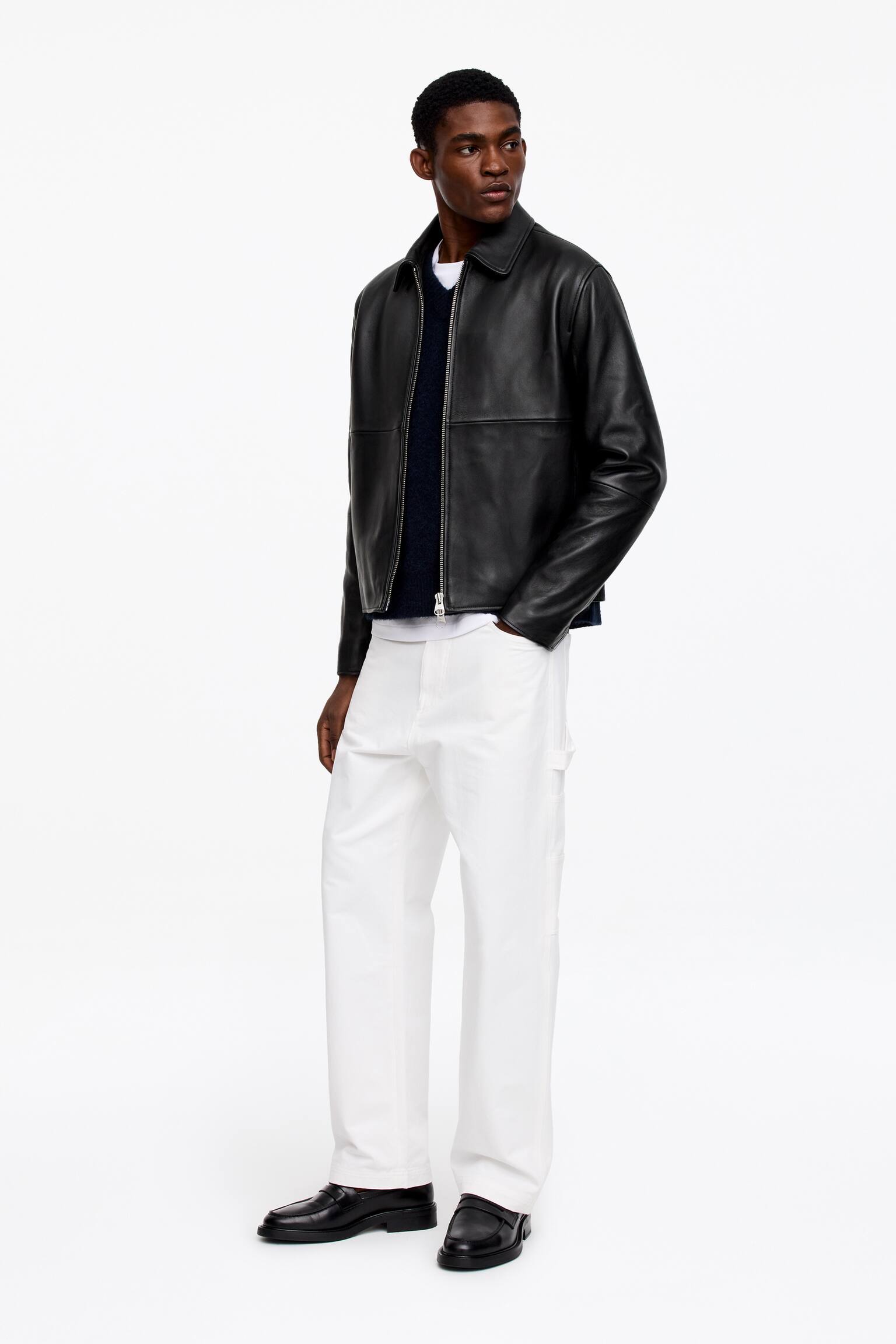 Kožená bunda - Čierna - 6