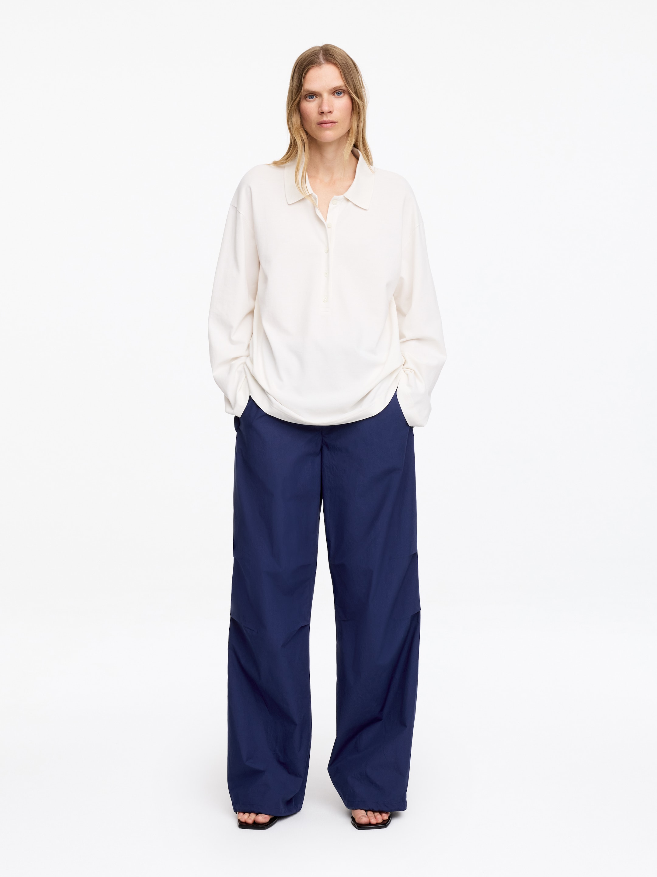 Cotton Pleat-Knee Trousers-#242A48-19430