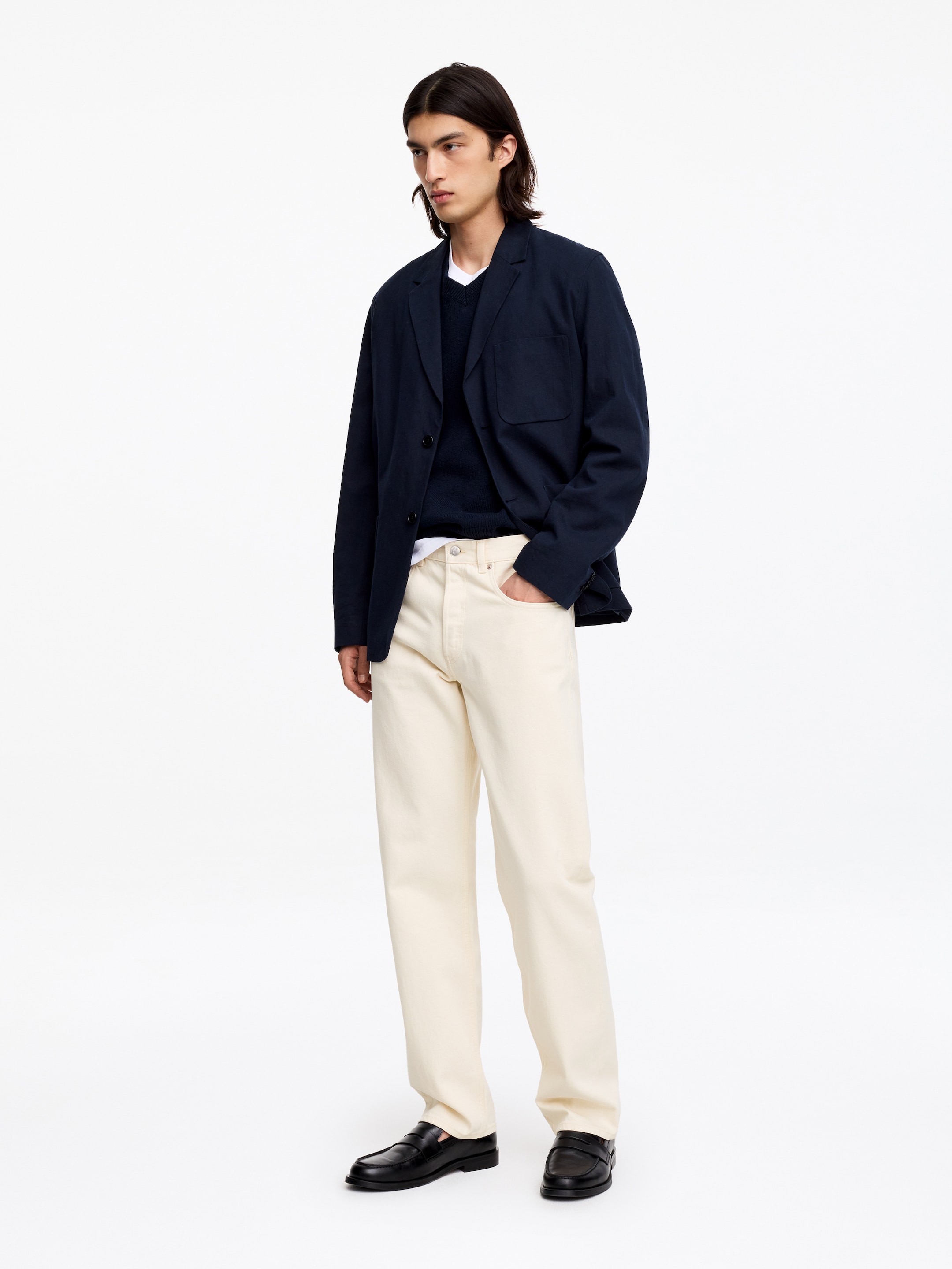 OCEAN Loose Straight Jeans - Ecru - Loose fit - Men - StillMedia/Lookbook - 43
