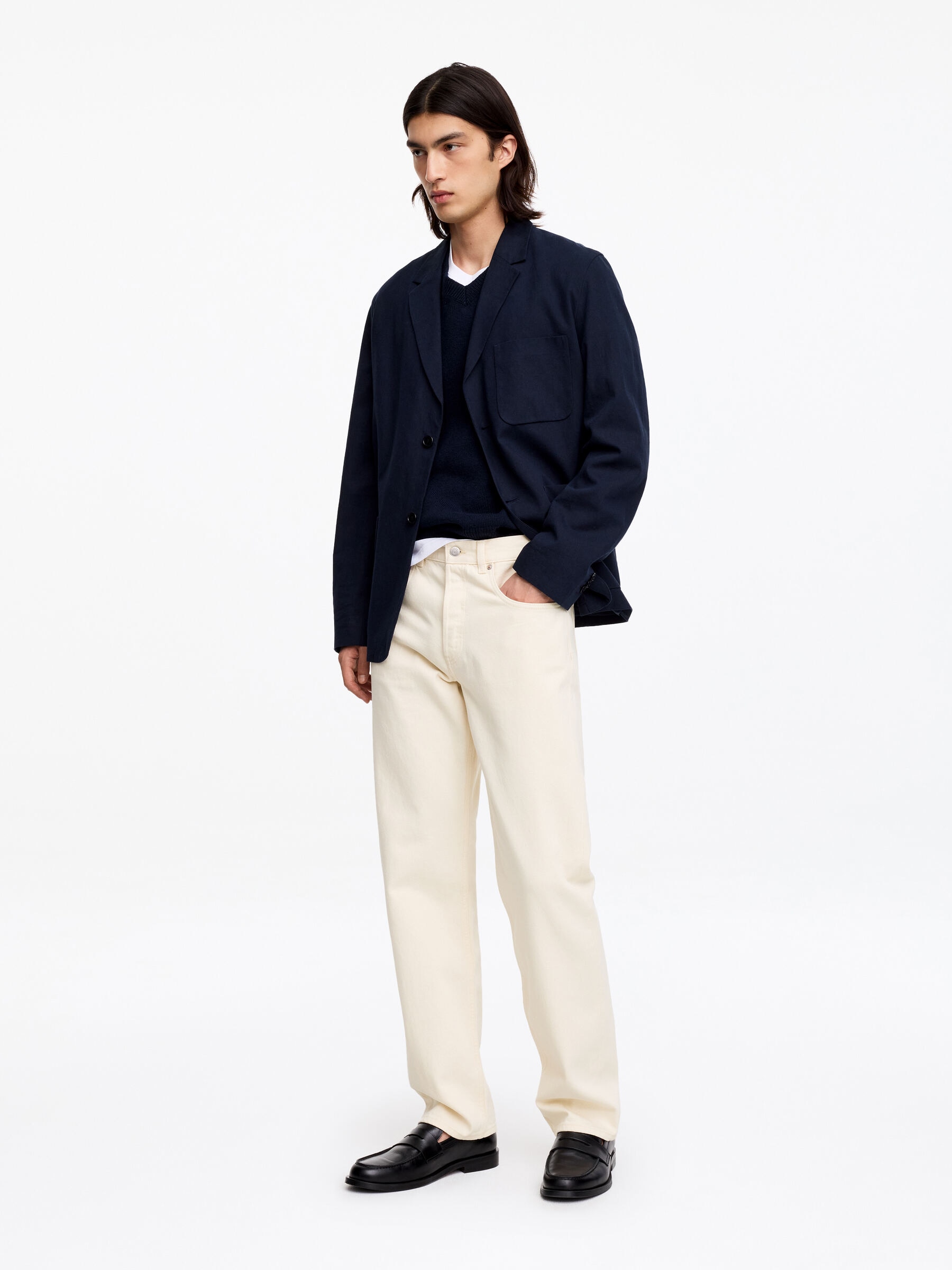 OCEAN Loose Straight Jeans - Ecru - Loose fit - Men - StillMedia/Lookbook - 43
