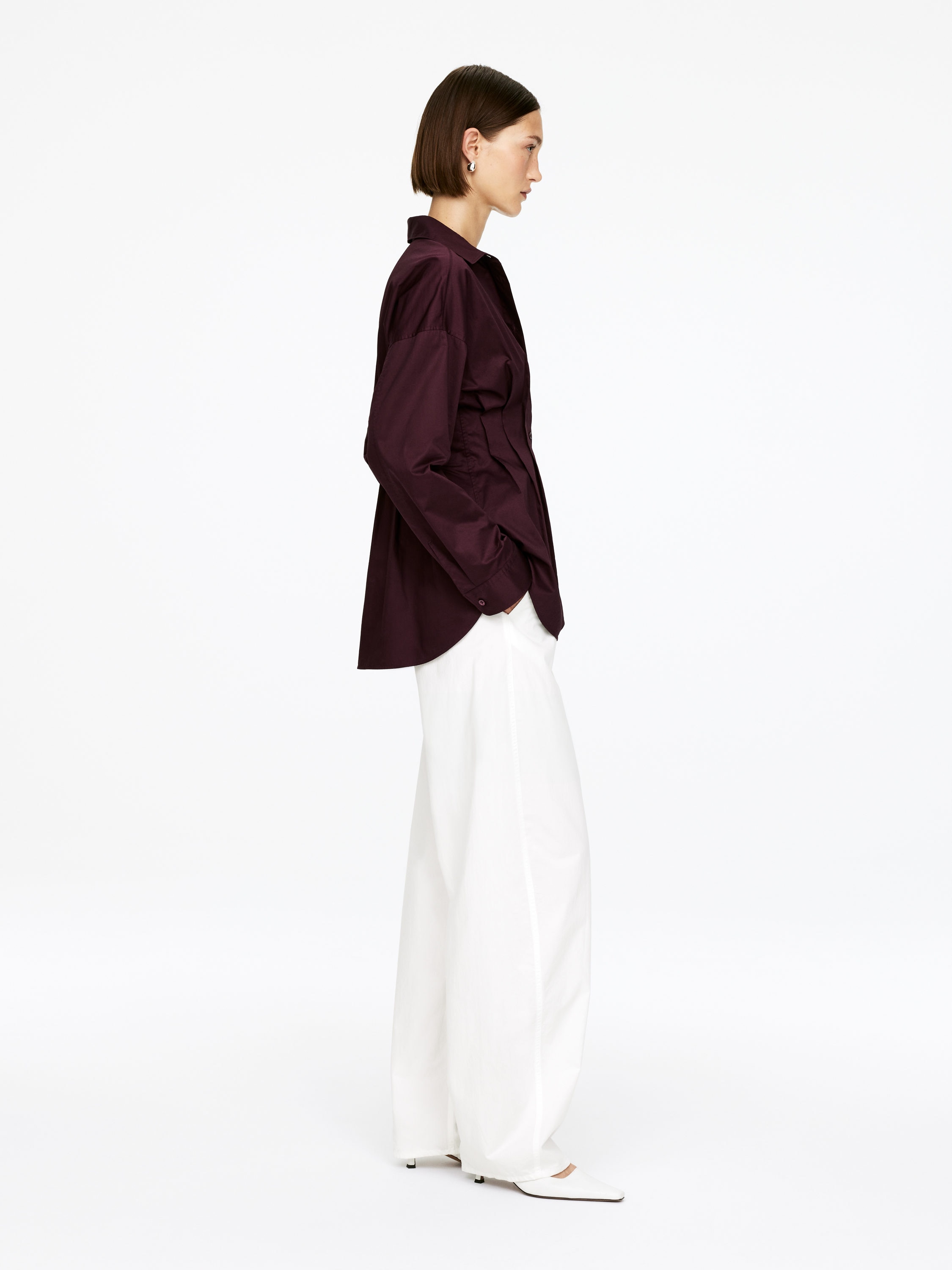 Pleated Blouse - Burgundy - Regular fit - Women - StillMedia/Lookbook - 6