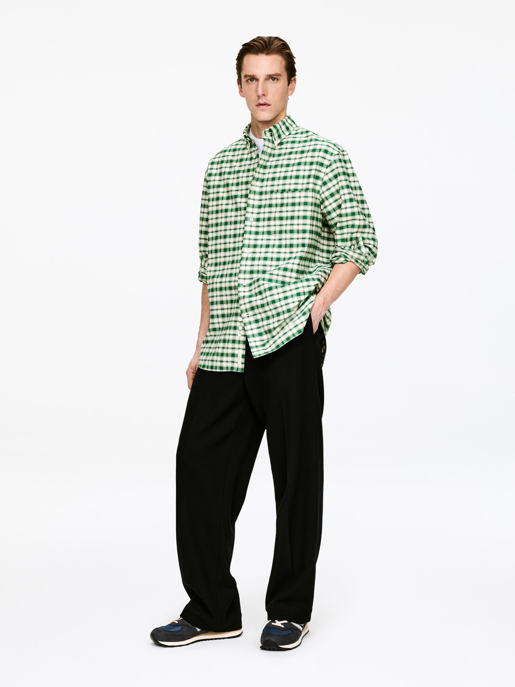 Oversized Oxford Shirt - Green/Checkered - Oversized - Men - StillMedia/Lookbook - 3