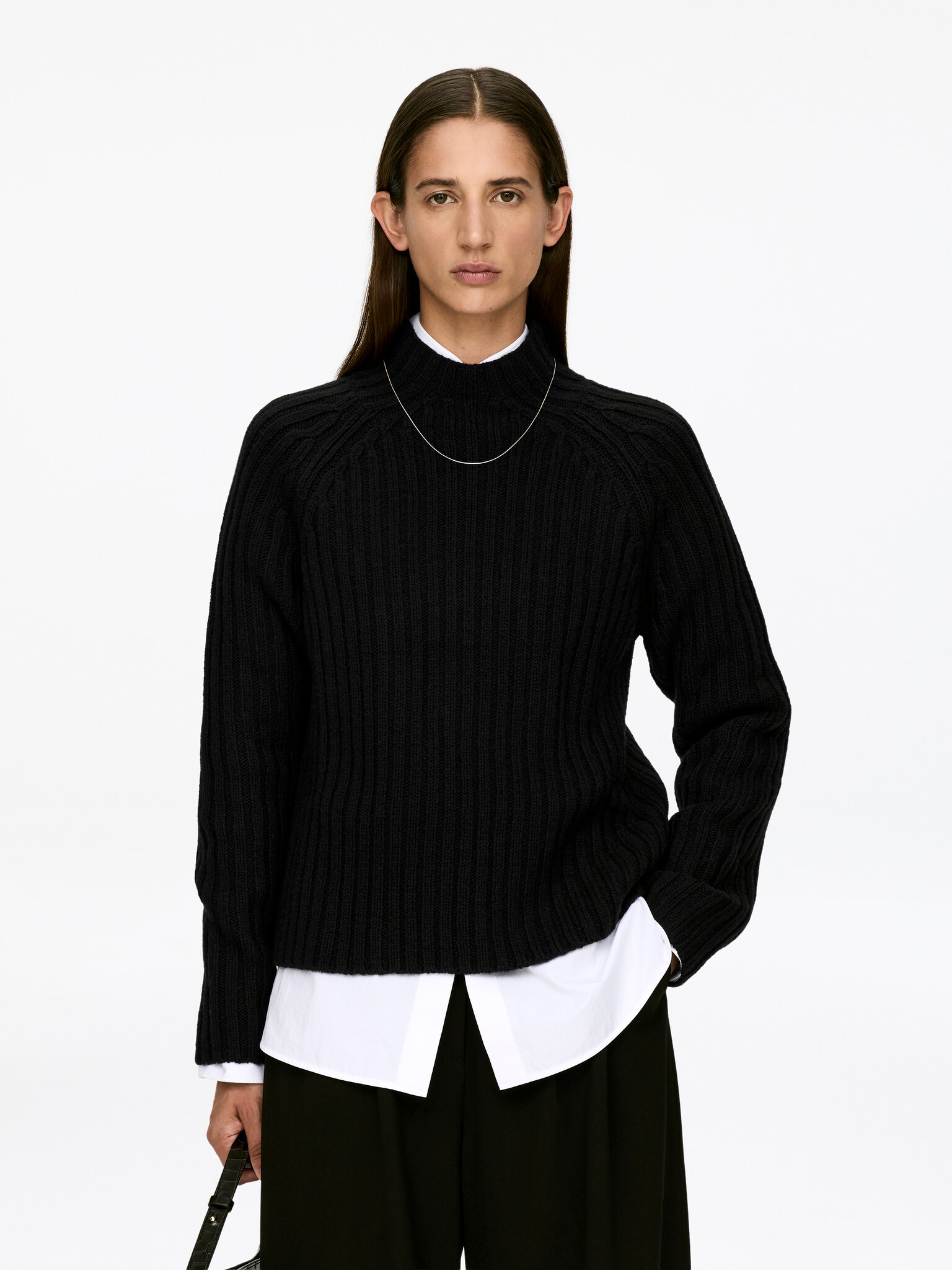 Rib-Knitted Jumper - Black