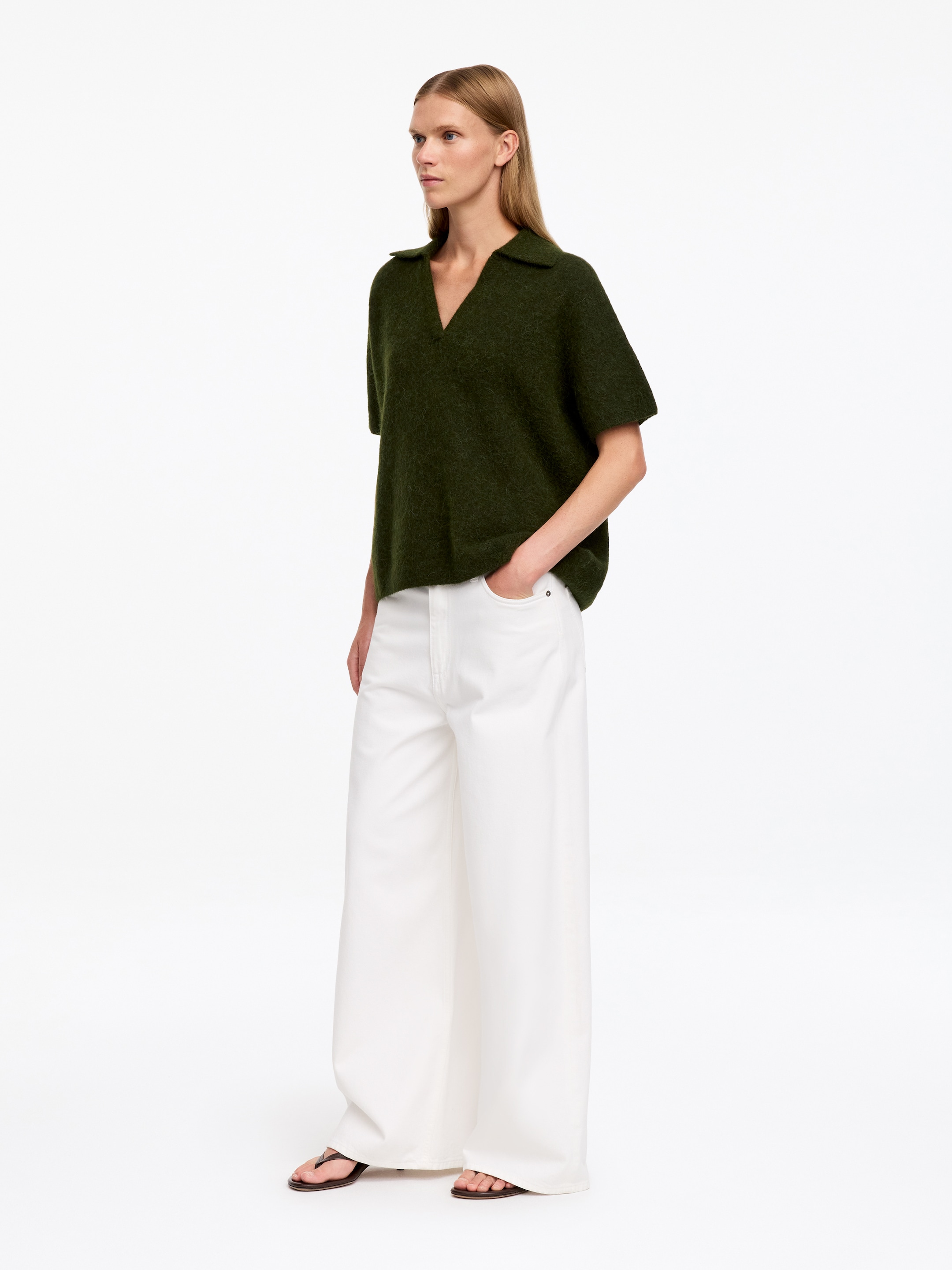 Maglione in stile polo - Verde scuro - Loose fit - women - StillMedia/Lookbook - 3
