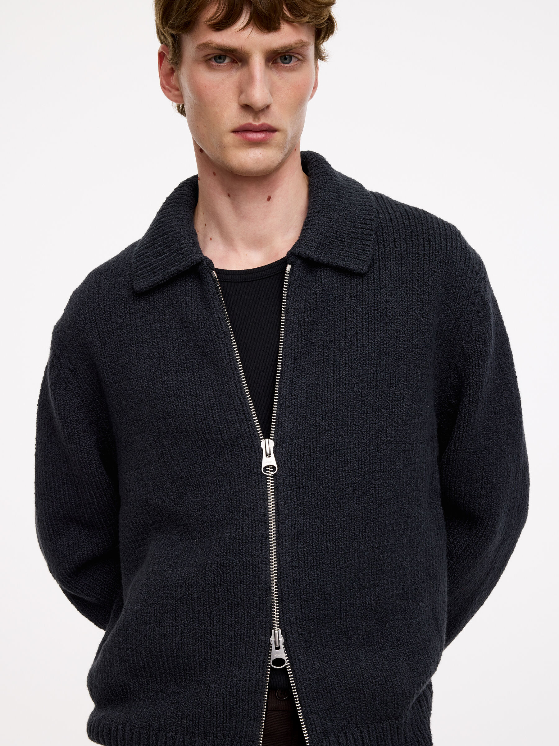 Cárdigan con cremallera en mezcla de algodón - Azul oscuro - Corte holgado - Men - StillMedia/Lookbook - 10