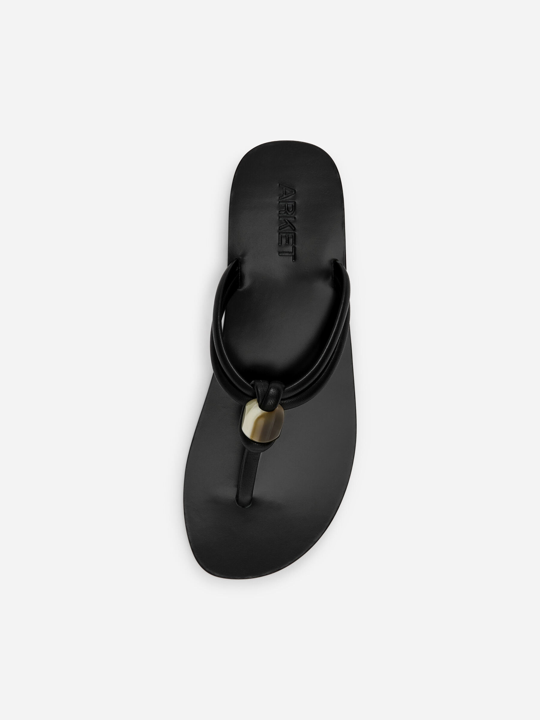 Beaded Leather Flip Flops - Black - Women - StillMedia/DescriptiveStillLife - 4