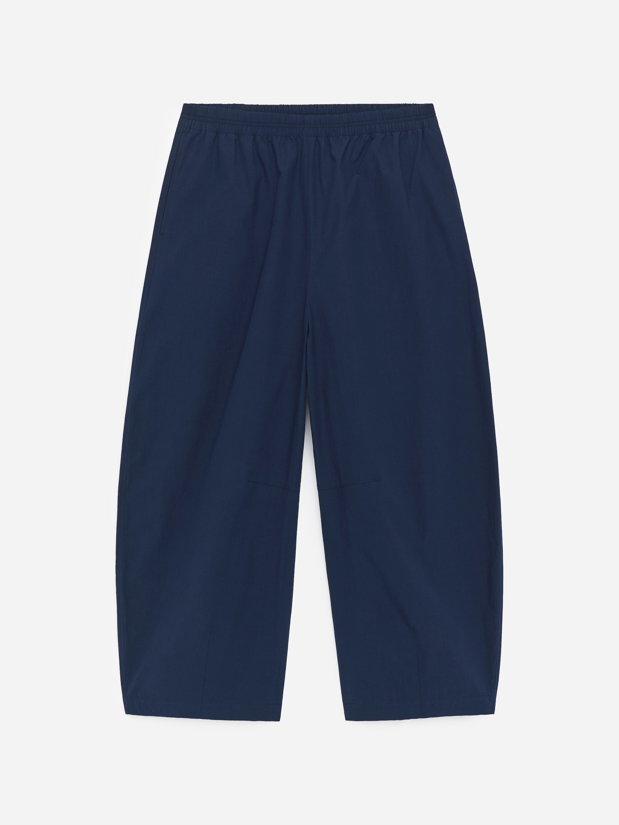Barrel-Leg Cotton Trousers-Blue-18117