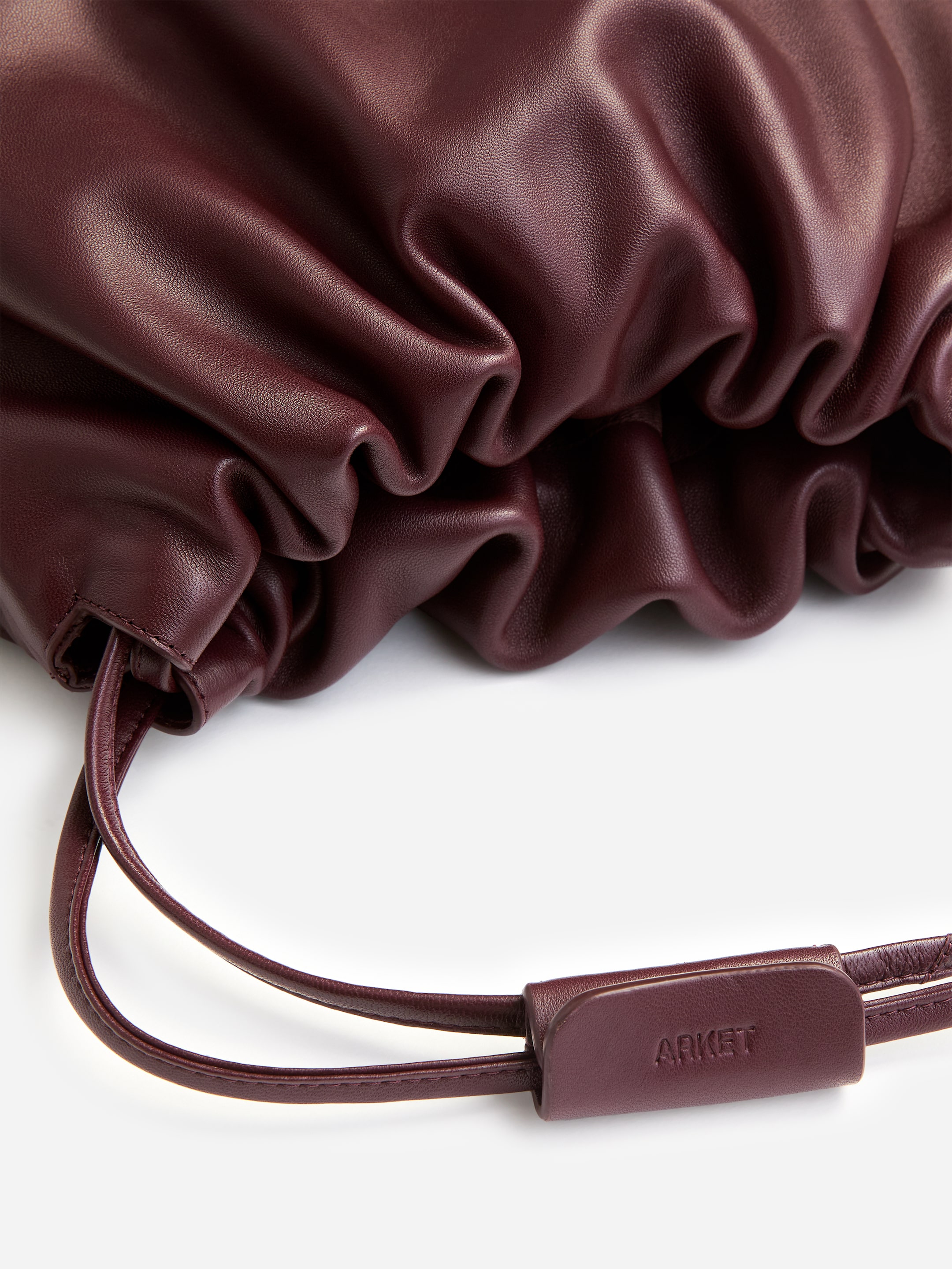Sac cabas froncé en cuir - Rouge foncé - women - StillMedia/DescriptiveDetail - 4
