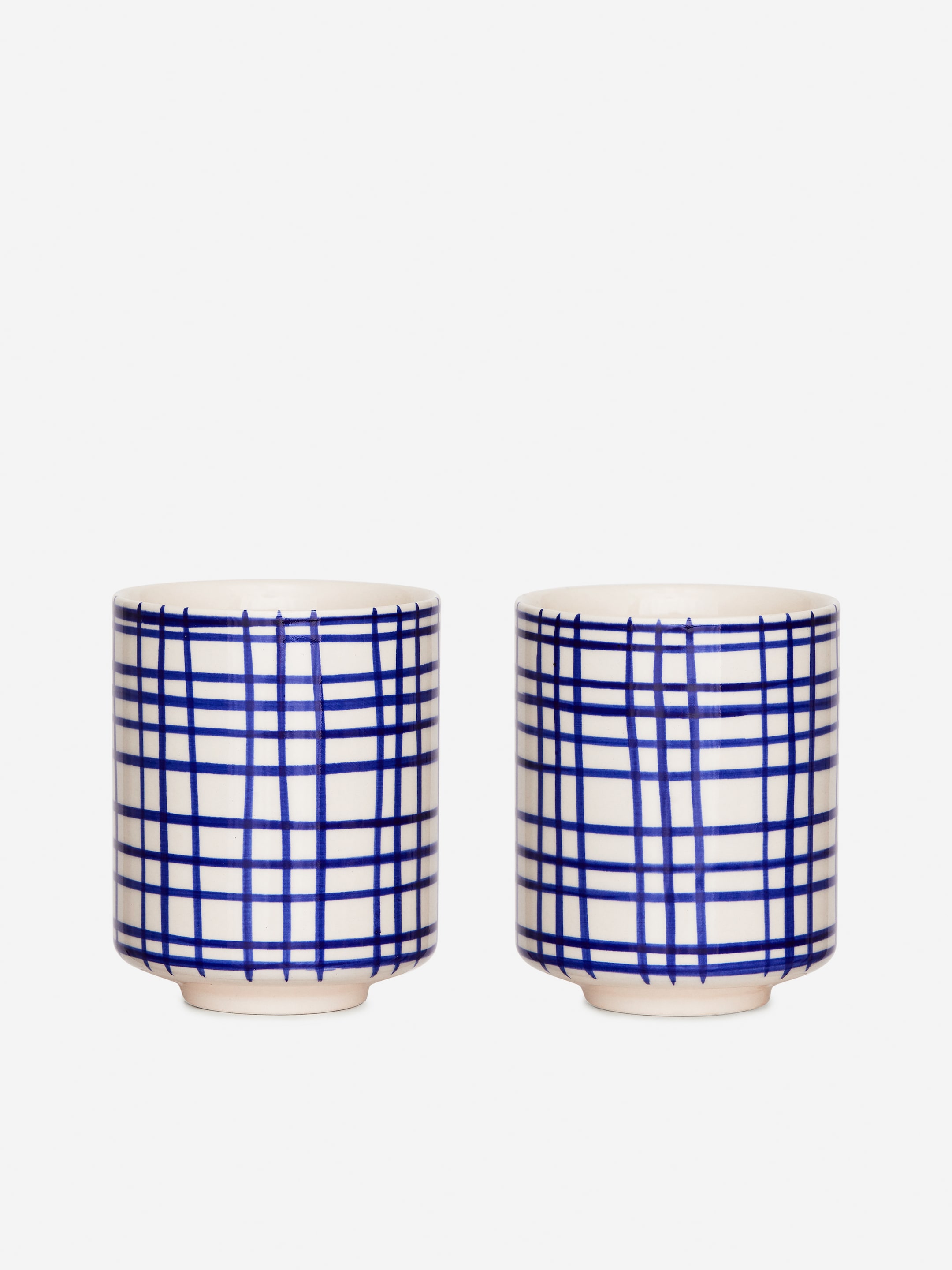Stoneware Cups Set of 2 - Blue Checks - Homeware - StillMedia/DescriptiveStillLife - 2