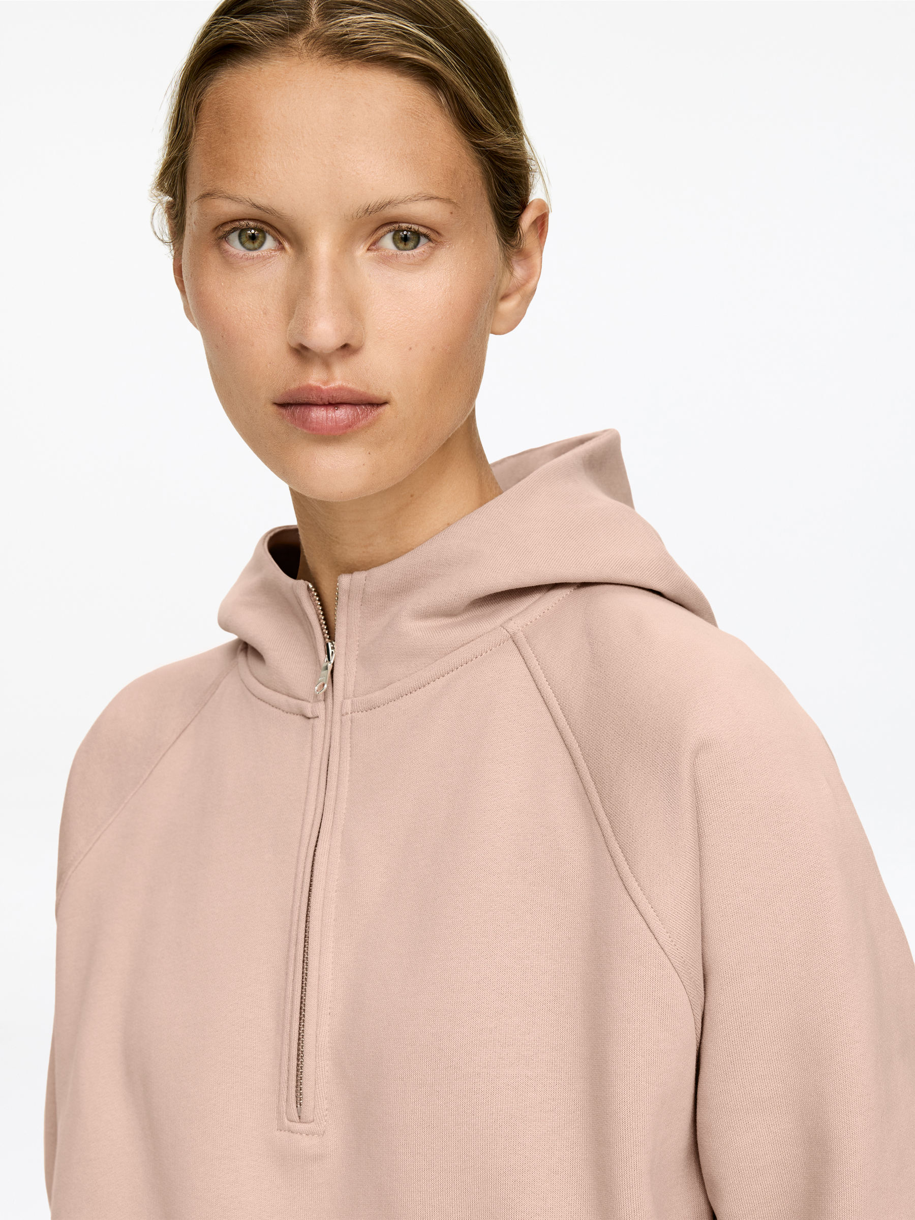 Half-Zip Hooded Sweatshirt - Beige - Regular fit - Women - StillMedia/Lookbook - 7