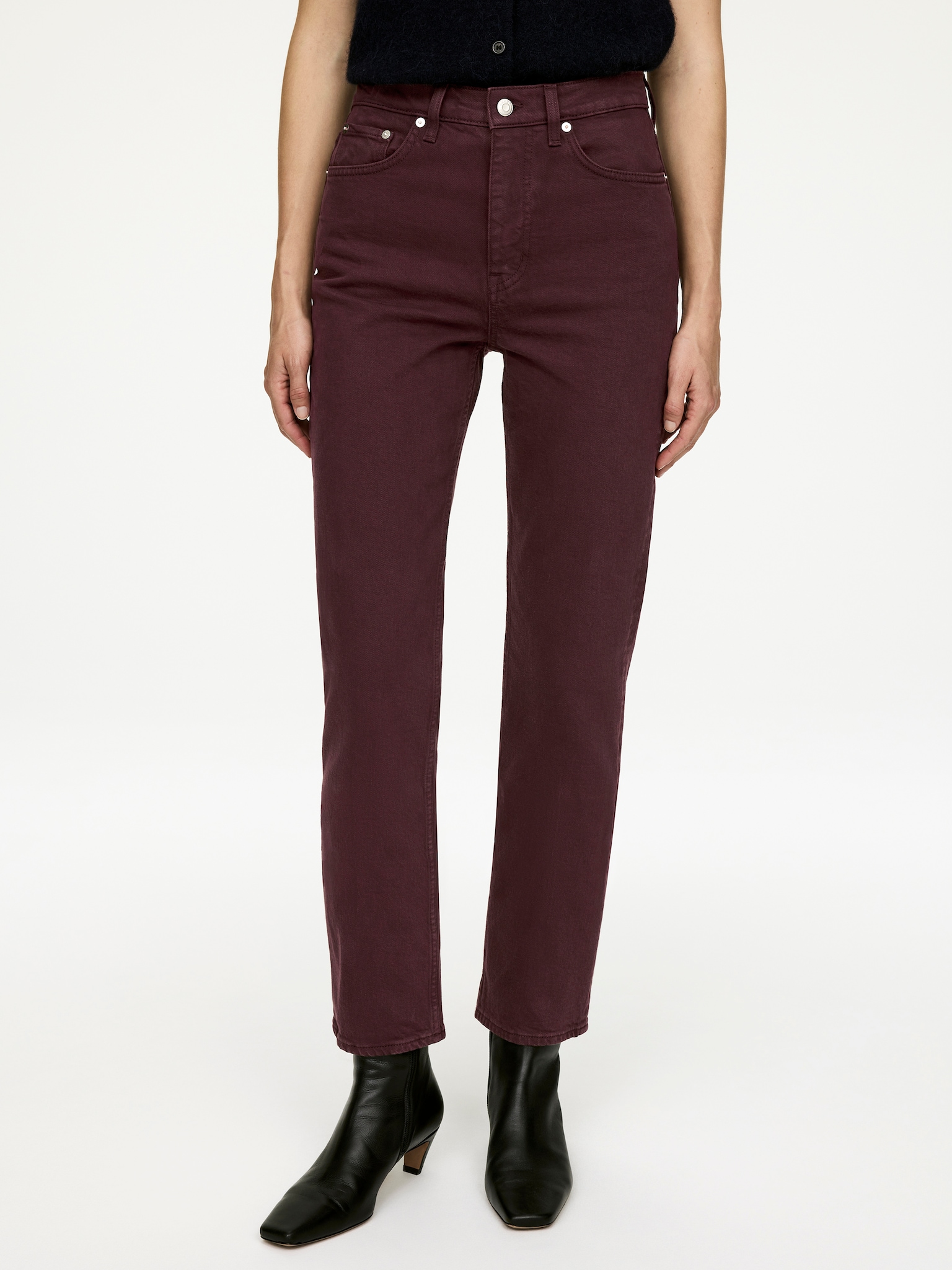 JADE Cropped Slim Jeans - Dunkelrot/Dunkelblau/Blau/Mittelblau/Weiß/Dunkelblau/Schwarz/Dunkelblau - 6