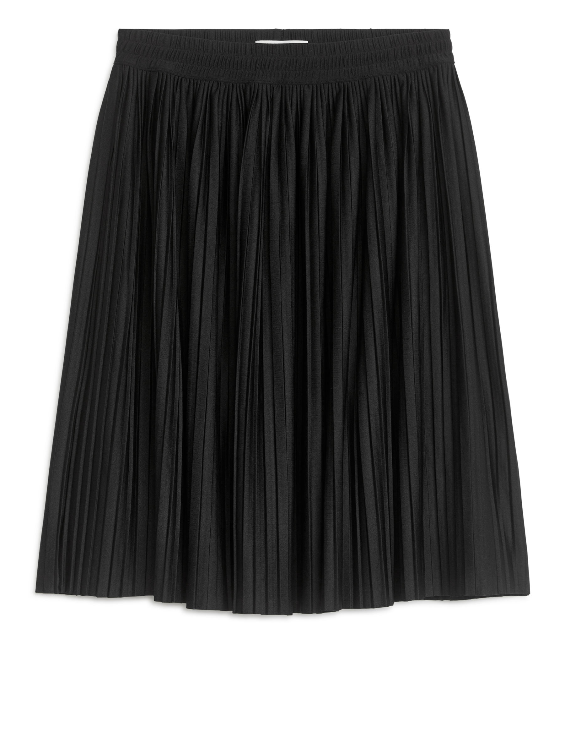Pleated Midi Skirt-Black-6276