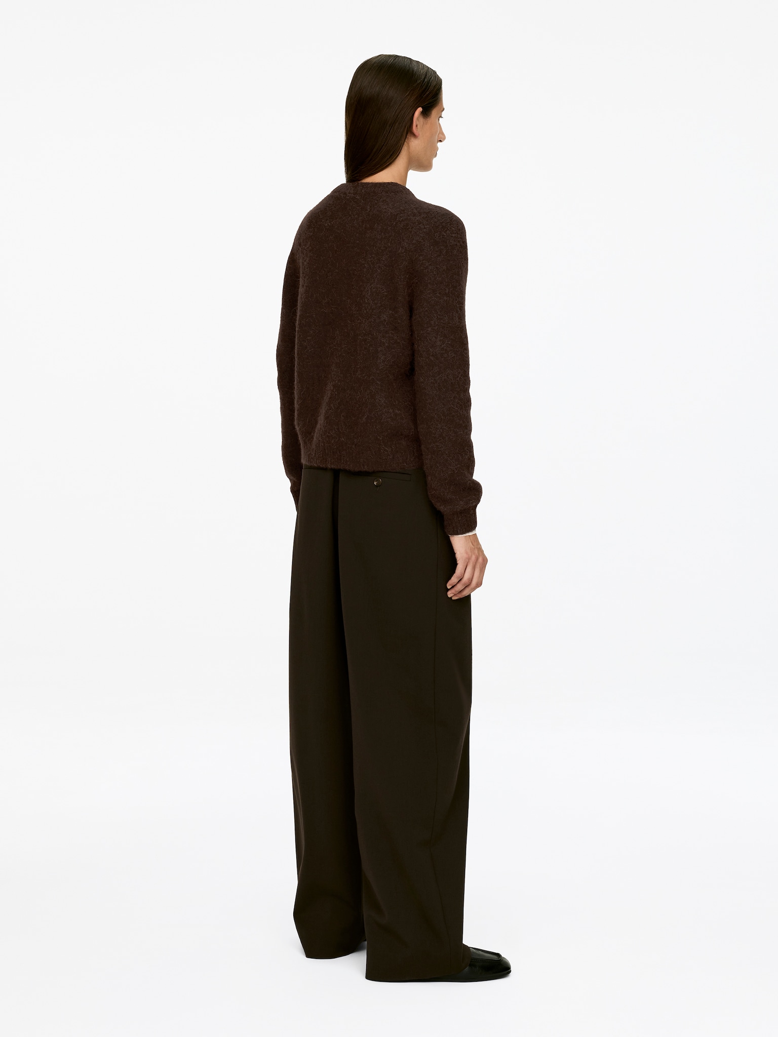 Cardigan en mélange de laine et d'alpaga - Marron foncé - 6
