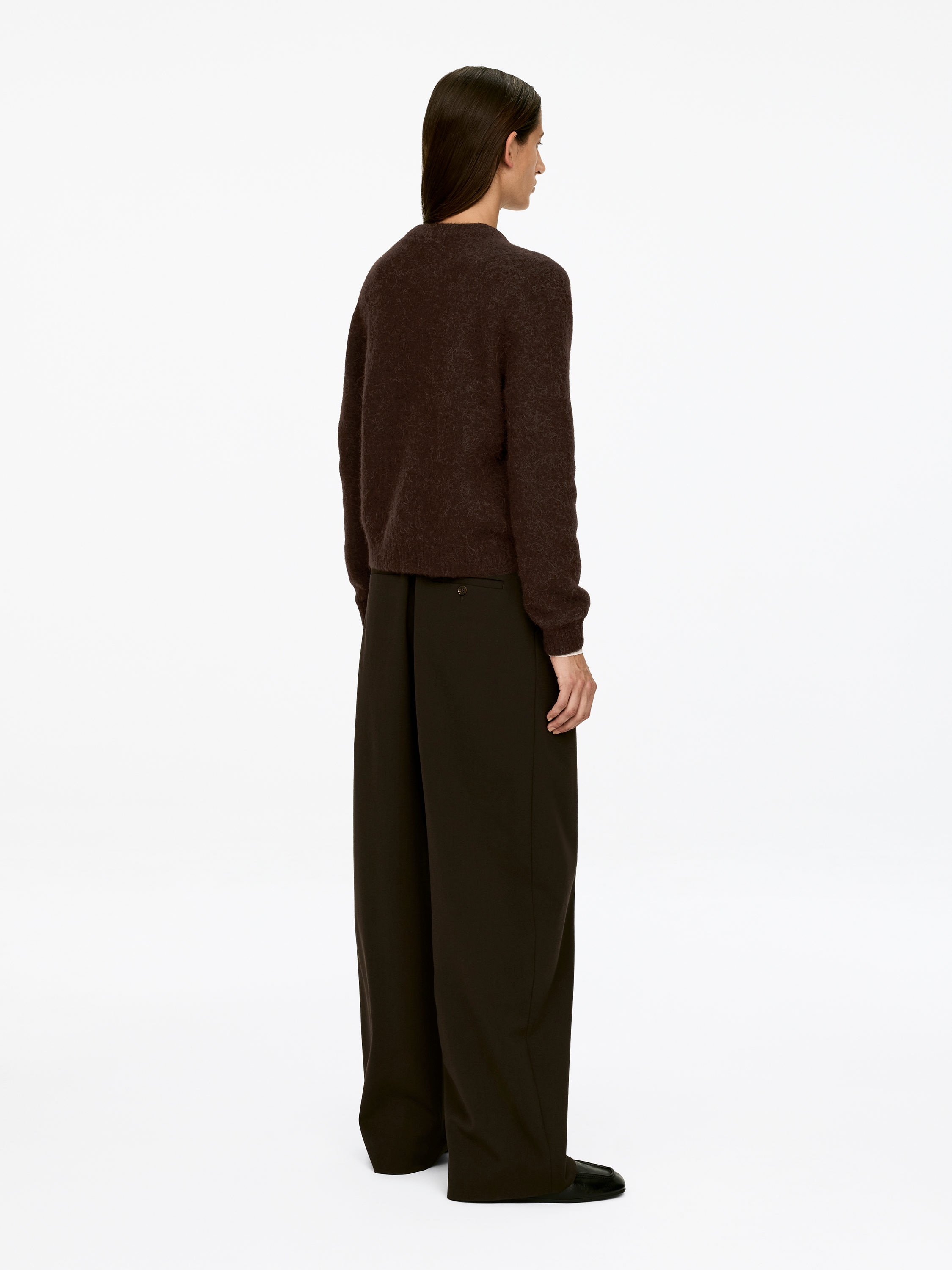 Alpaca-Wool Blend Cardigan - Dark Brown - Regular fit - Women - StillMedia/Lookbook - 6