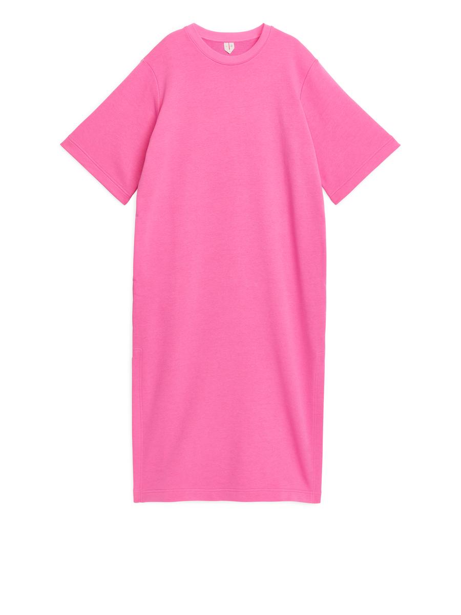 Vestido camiseta de rizo francés – Rosa intenso – ARKET ES