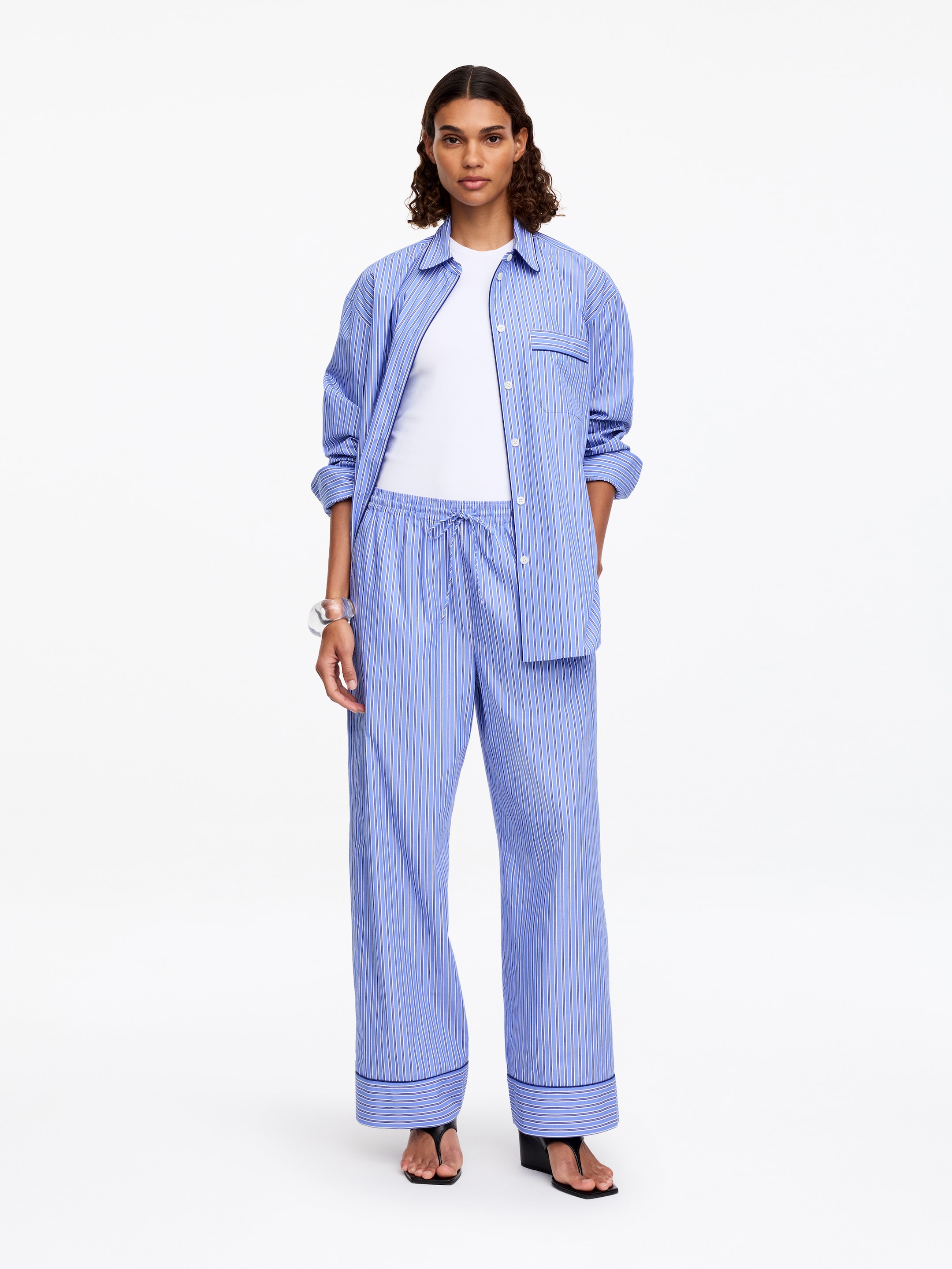 Pantalones de algodón a rayas - Azul/rayas - Corte estándar - Women - StillMedia/Lookbook - 3